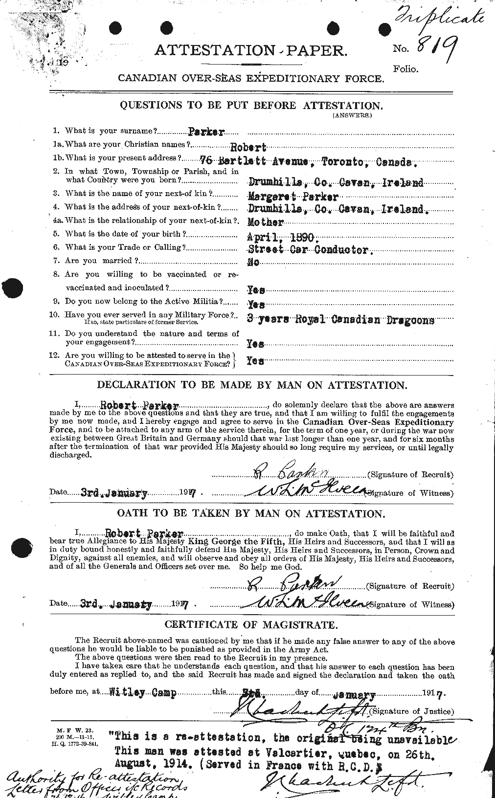 Personnel Records of the First World War - CEF 565593a