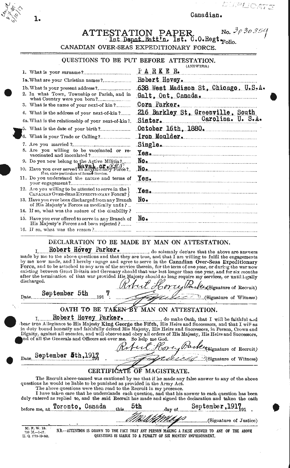 Personnel Records of the First World War - CEF 565605a