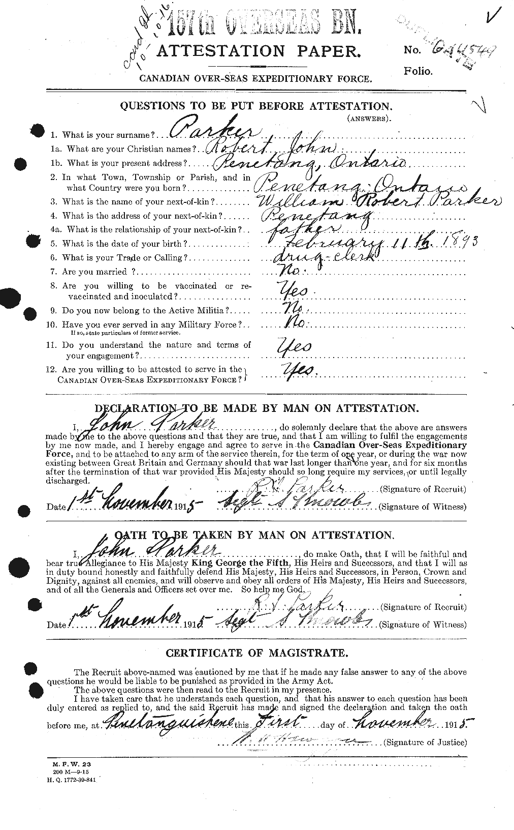 Personnel Records of the First World War - CEF 565606a