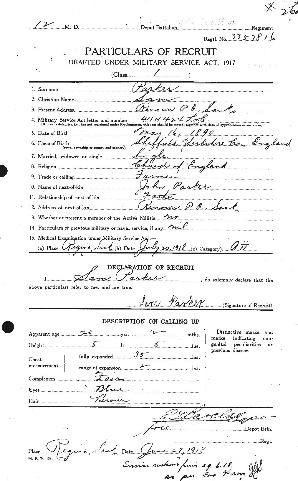 Personnel Records of the First World War - CEF 565620a