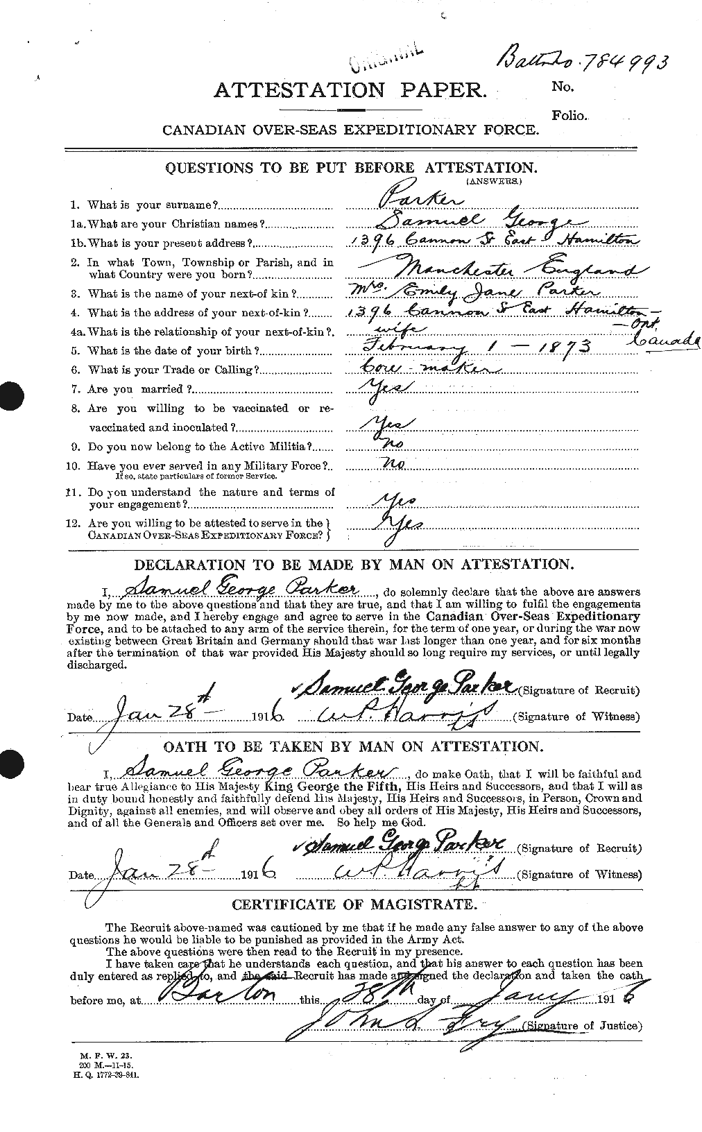 Personnel Records of the First World War - CEF 565624a