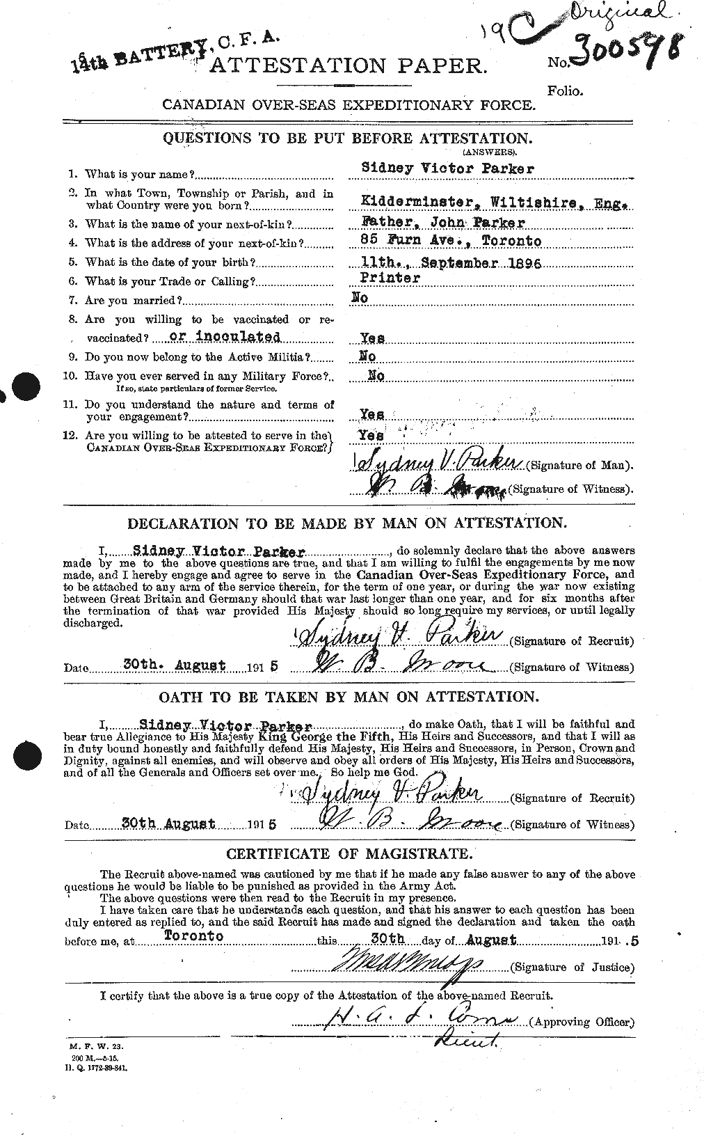 Personnel Records of the First World War - CEF 565634a