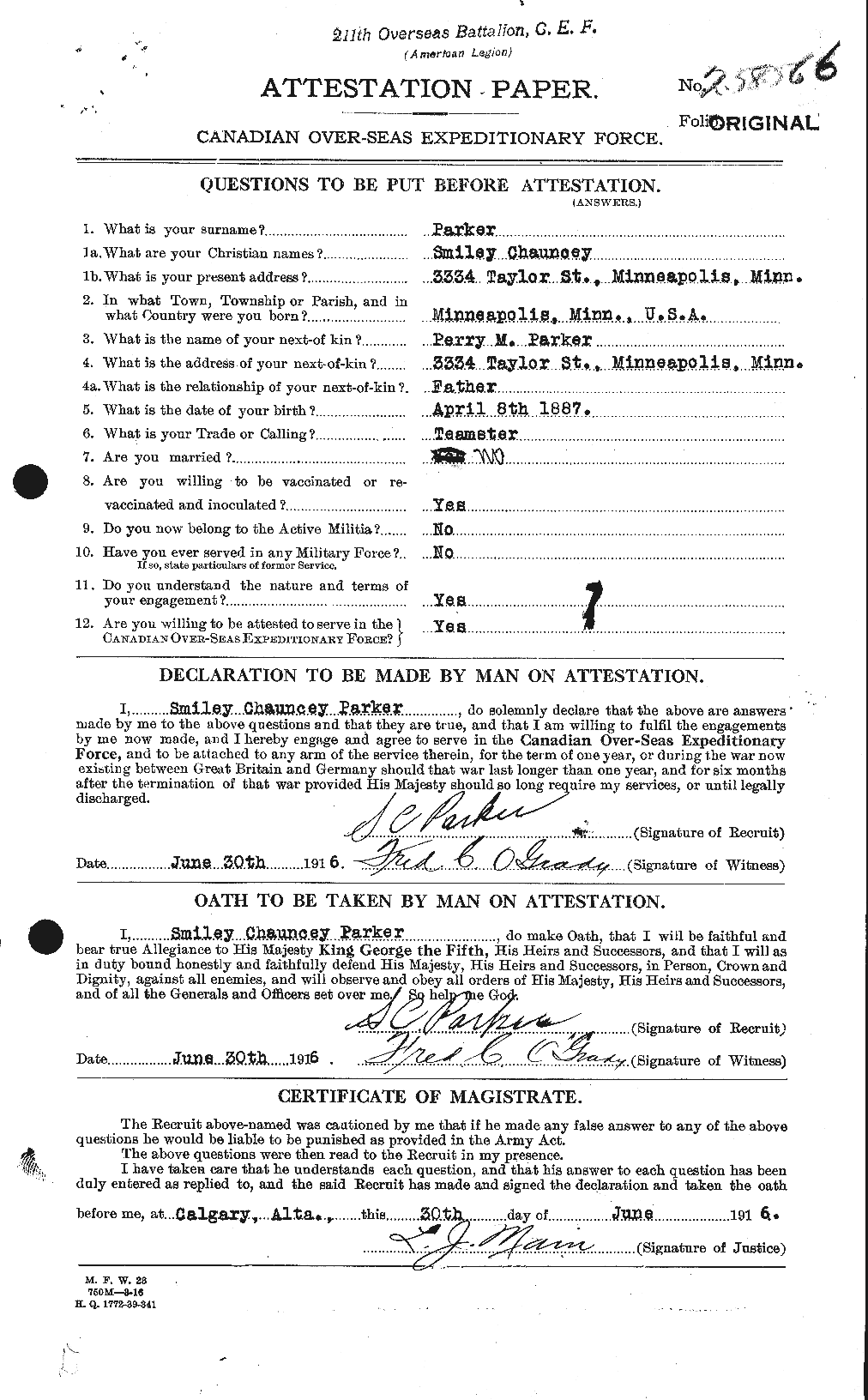 Personnel Records of the First World War - CEF 565635a