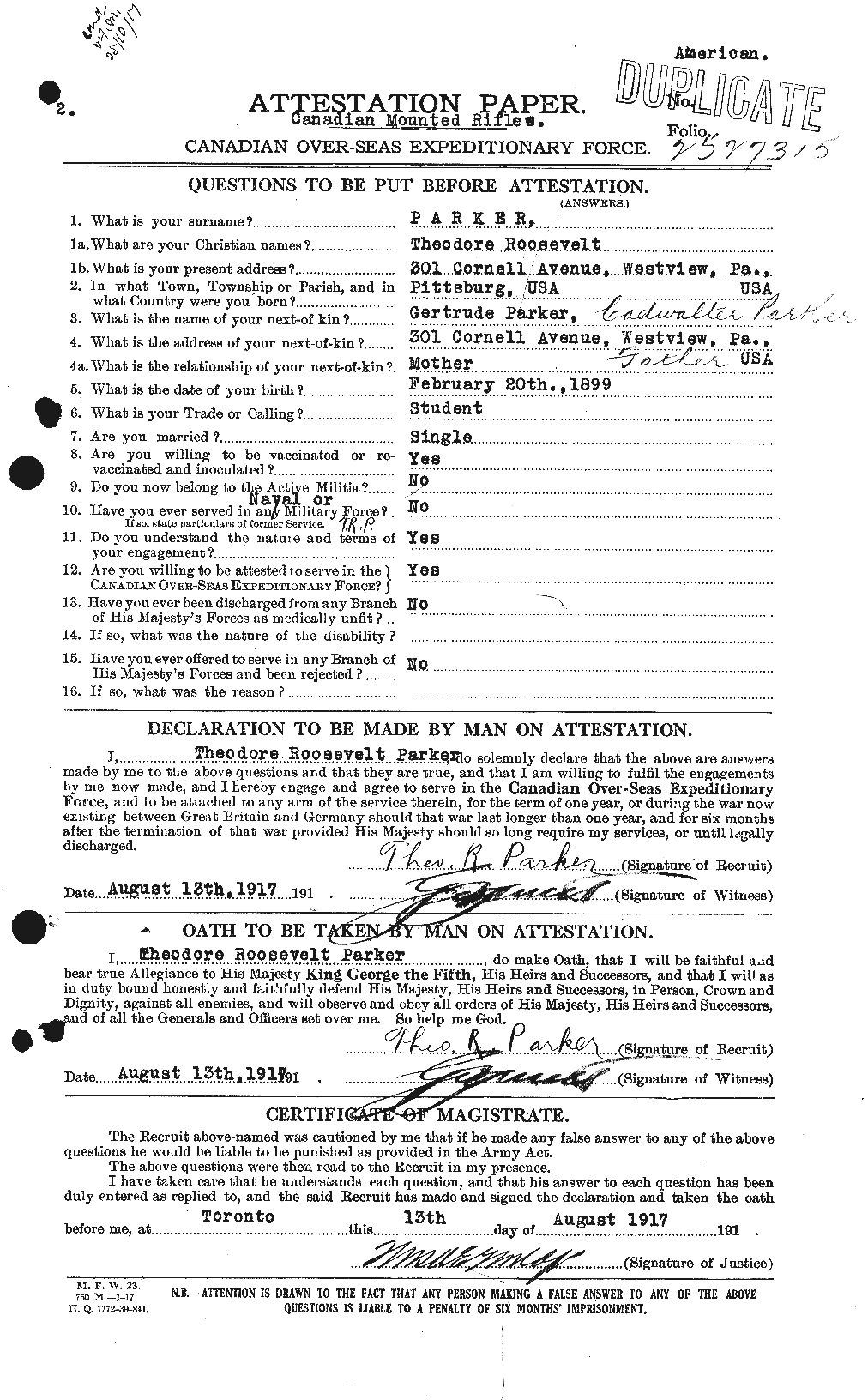 Personnel Records of the First World War - CEF 565652a