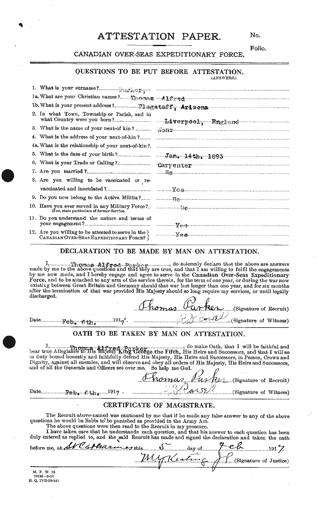 Personnel Records of the First World War - CEF 565660a