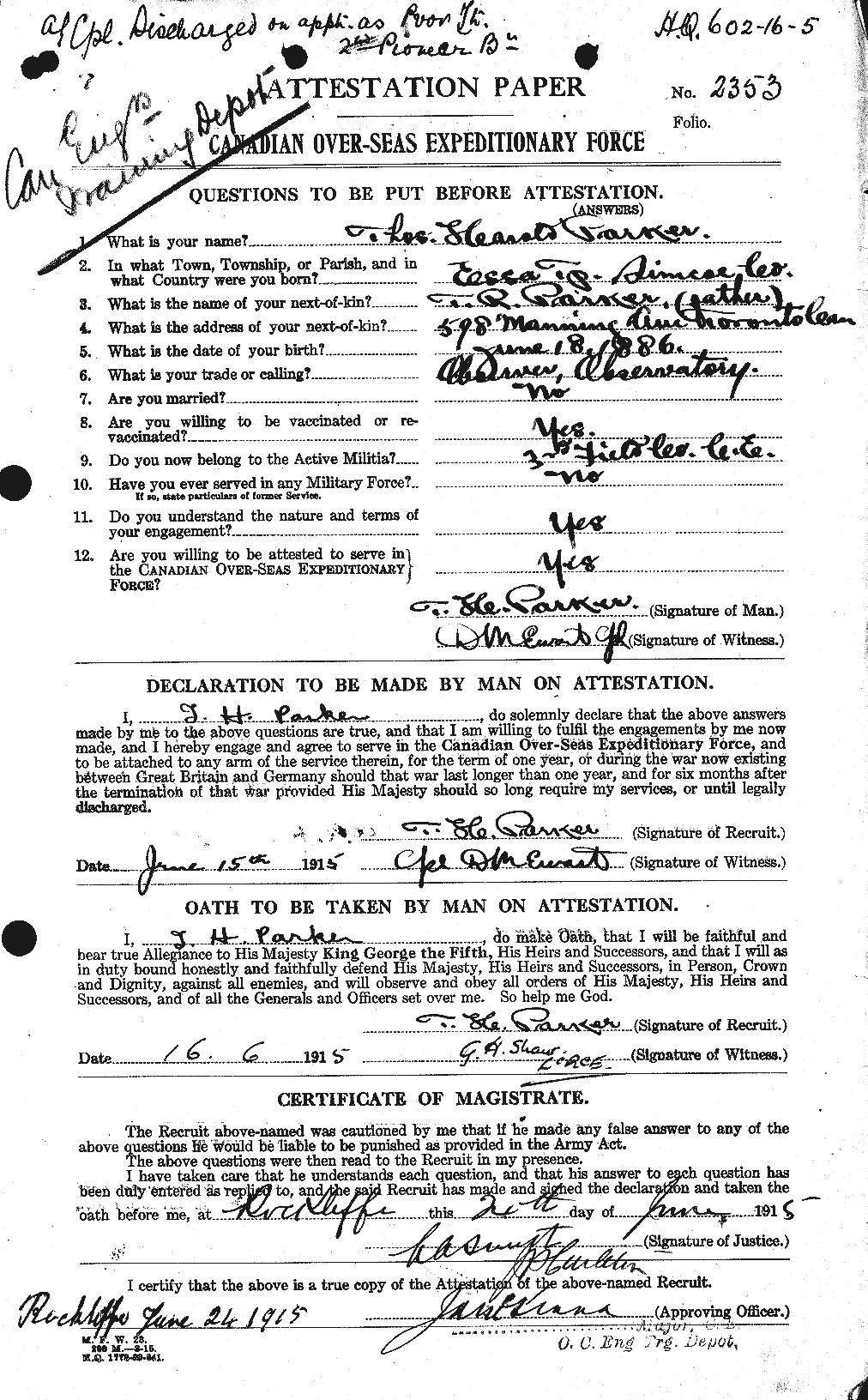 Personnel Records of the First World War - CEF 565666a