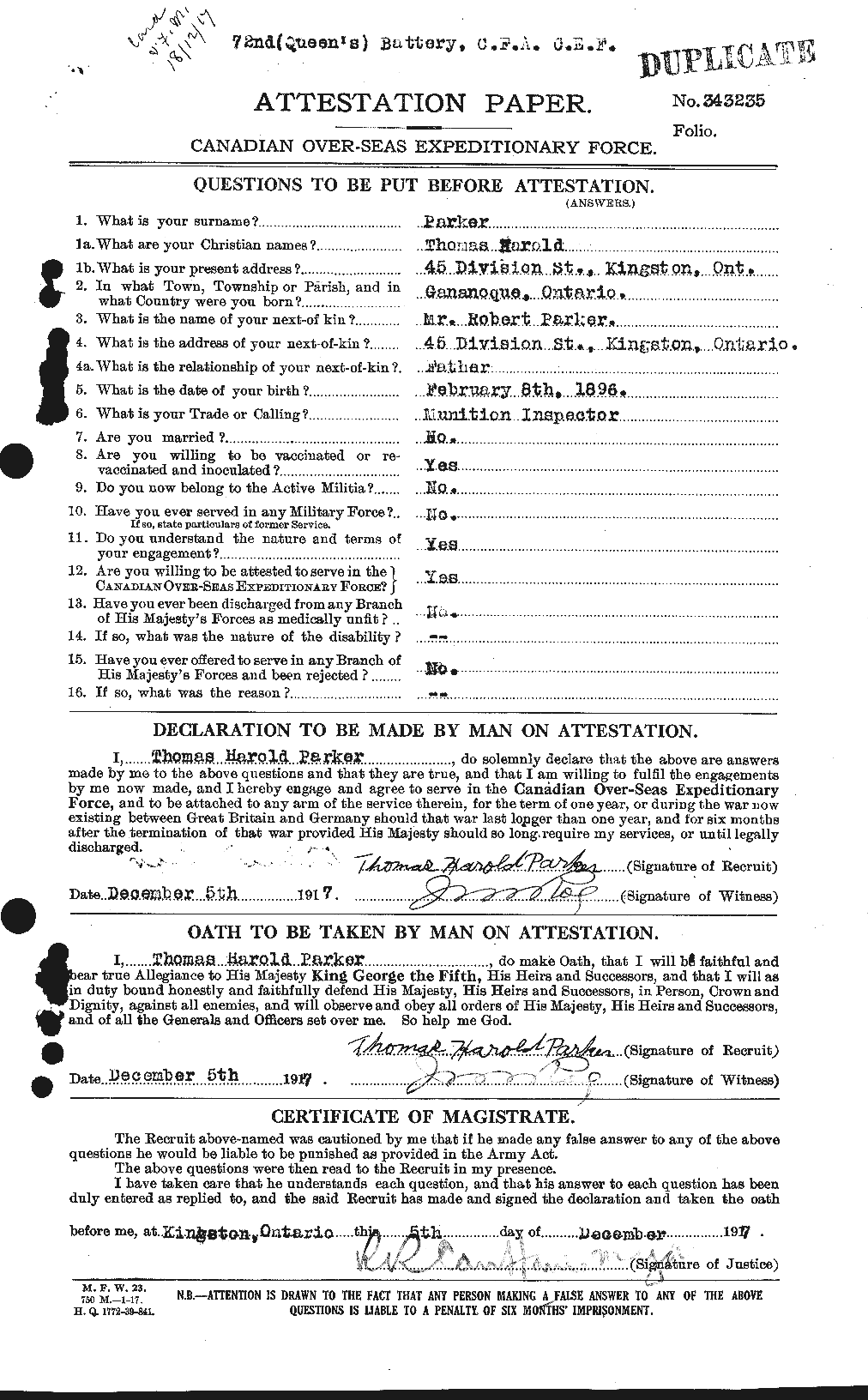Personnel Records of the First World War - CEF 565667a