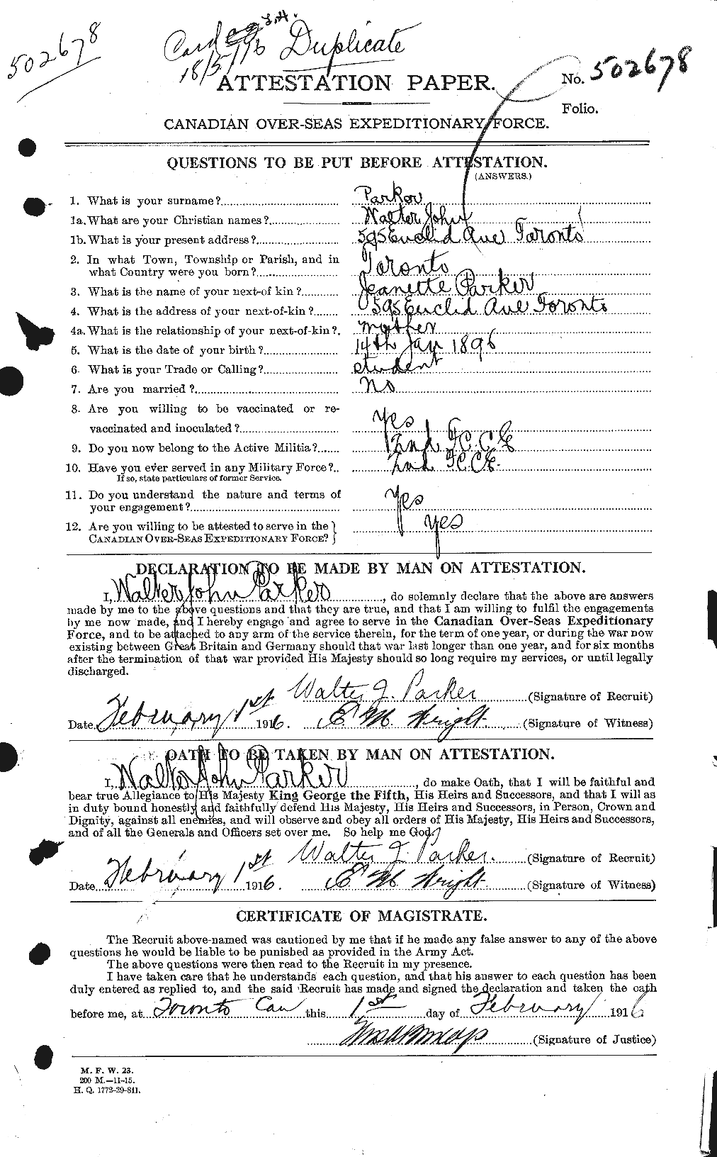 Personnel Records of the First World War - CEF 565696a