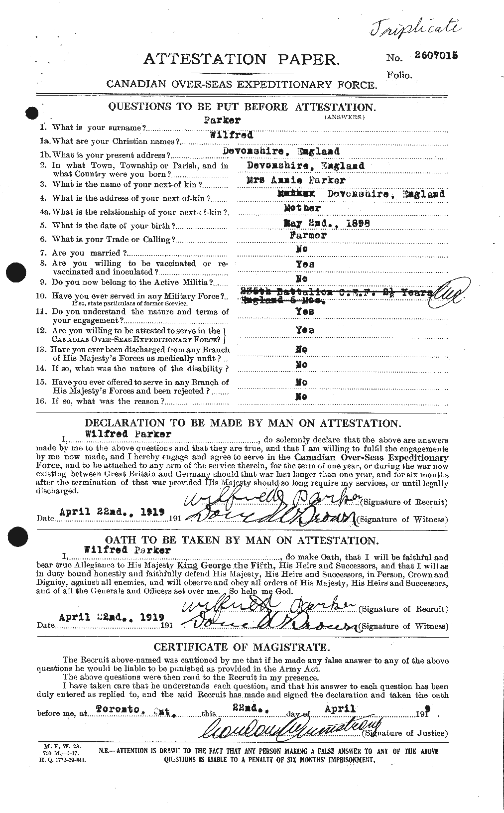 Personnel Records of the First World War - CEF 565706a