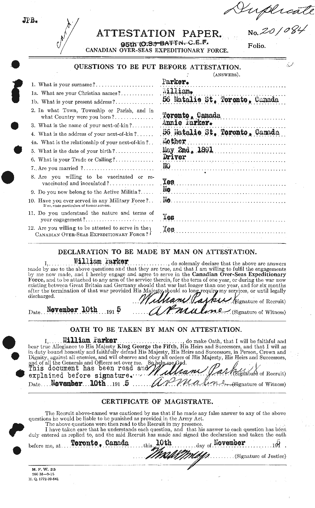 Personnel Records of the First World War - CEF 565717a