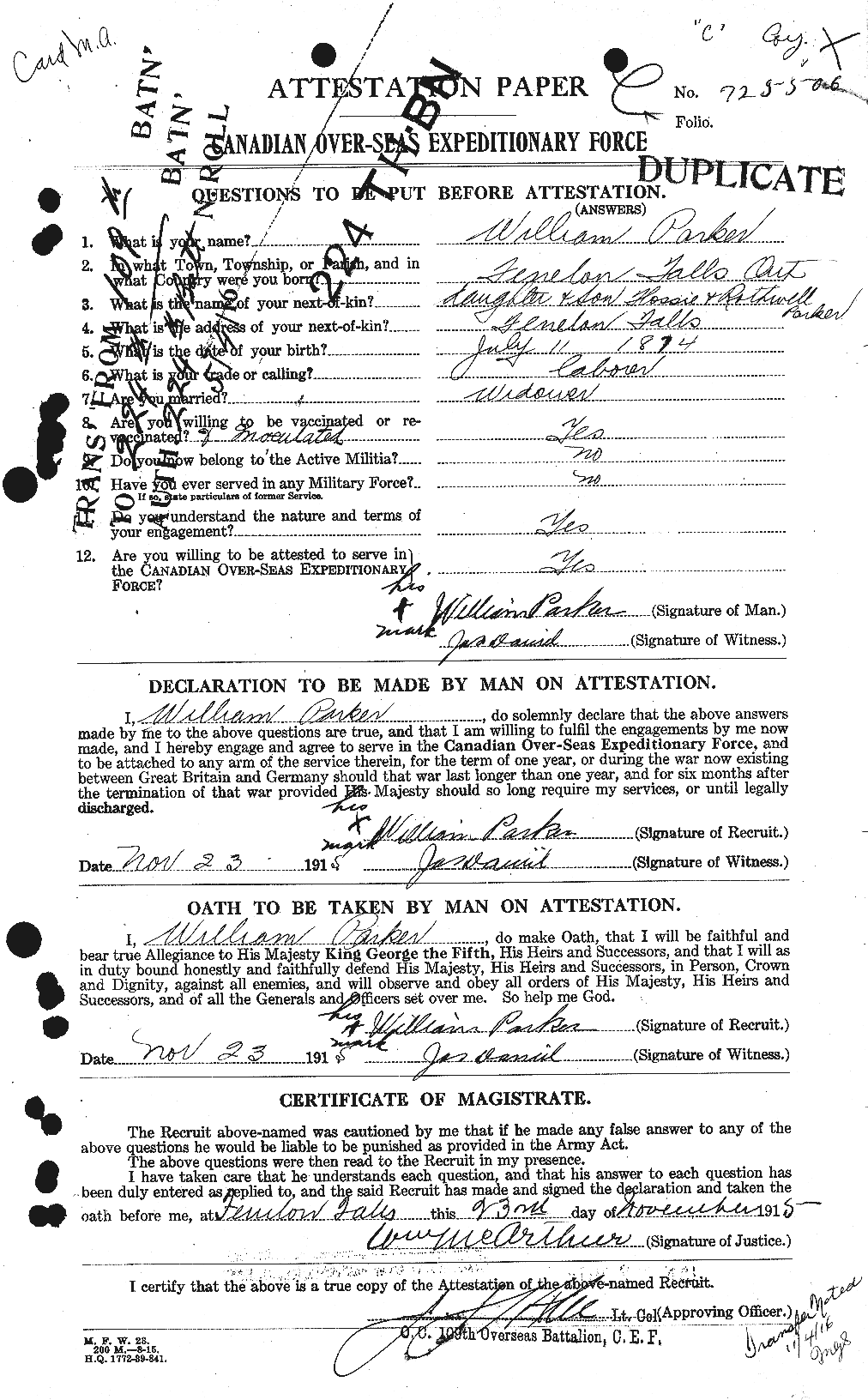 Personnel Records of the First World War - CEF 565719a