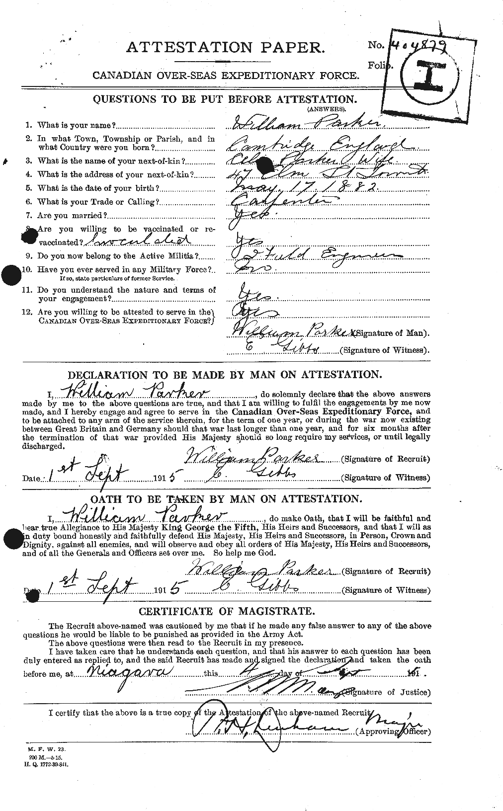 Personnel Records of the First World War - CEF 565720a