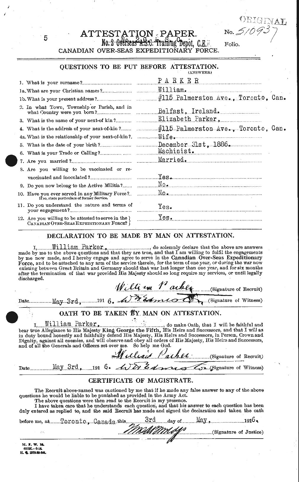 Personnel Records of the First World War - CEF 565728a