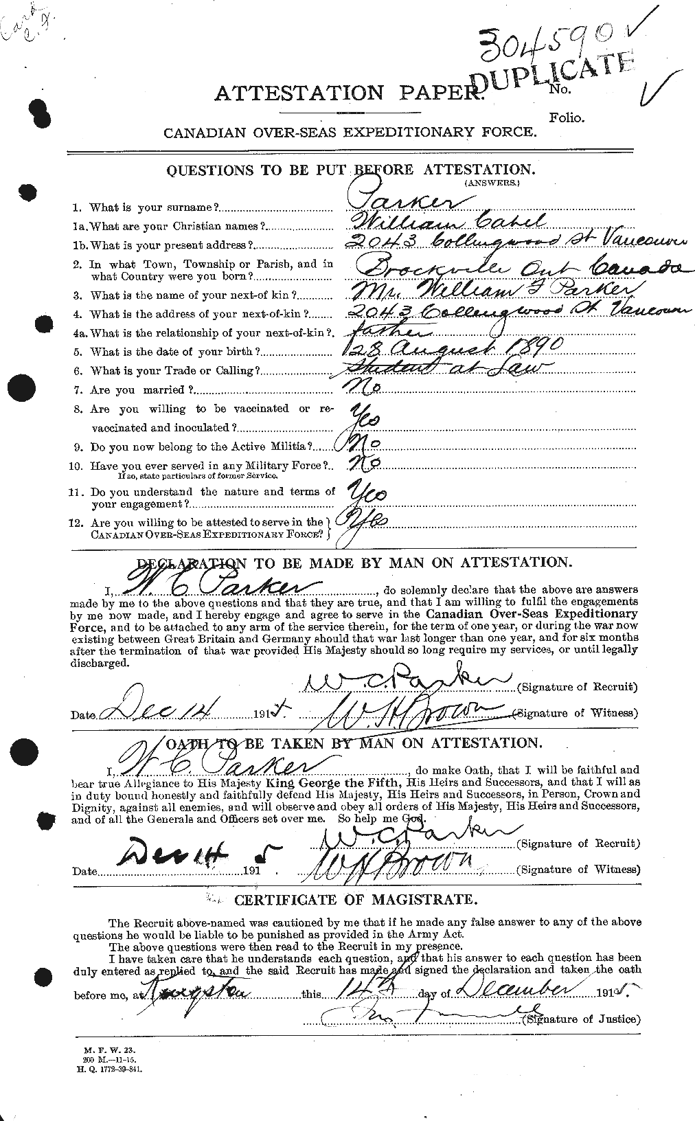 Personnel Records of the First World War - CEF 565733a