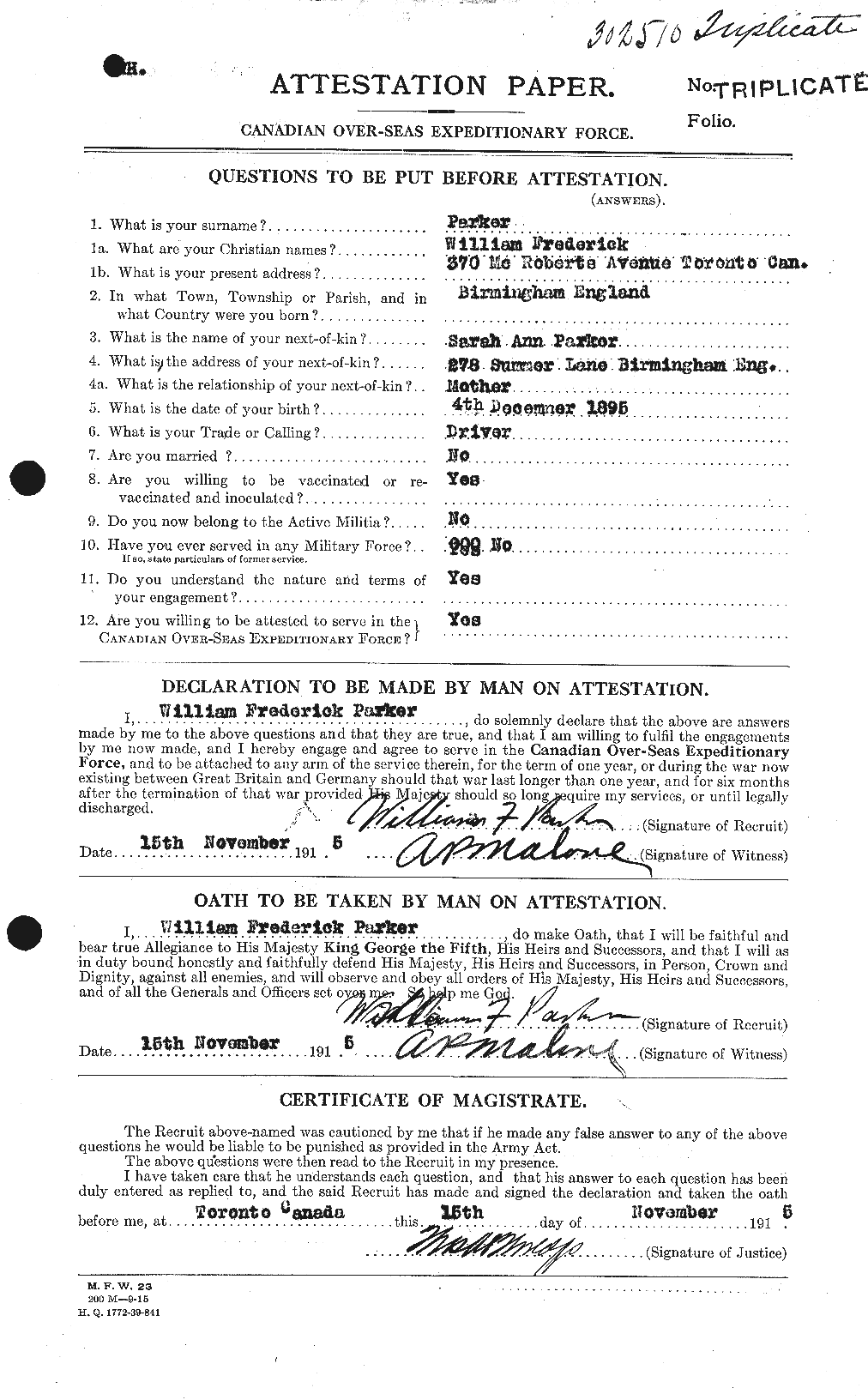 Personnel Records of the First World War - CEF 565742a