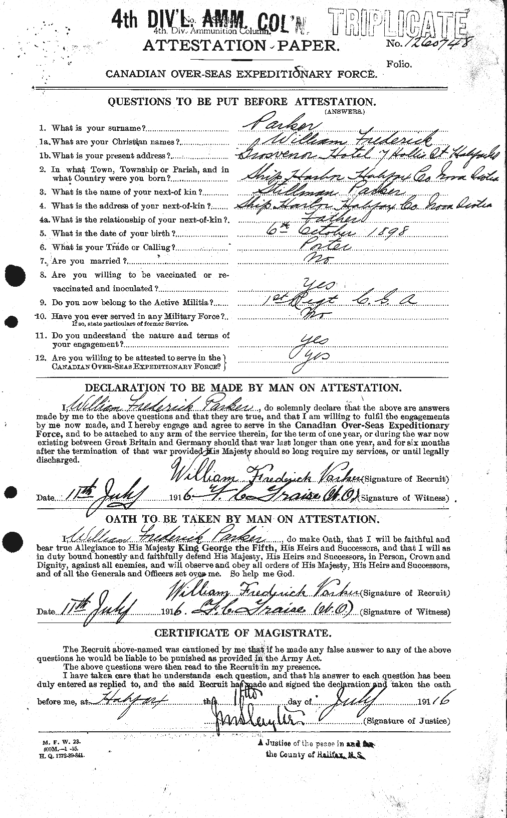 Personnel Records of the First World War - CEF 565743a