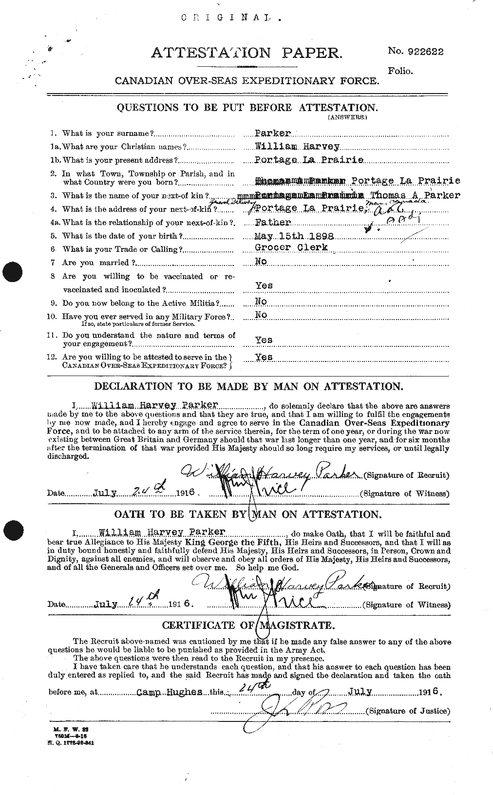 Personnel Records of the First World War - CEF 565748a