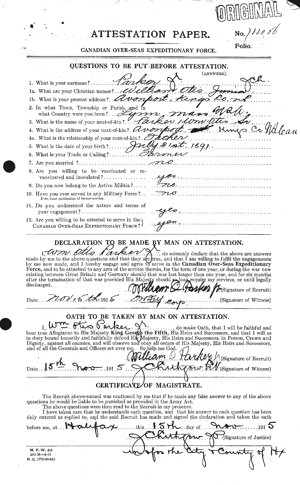 Personnel Records of the First World War - CEF 565779a