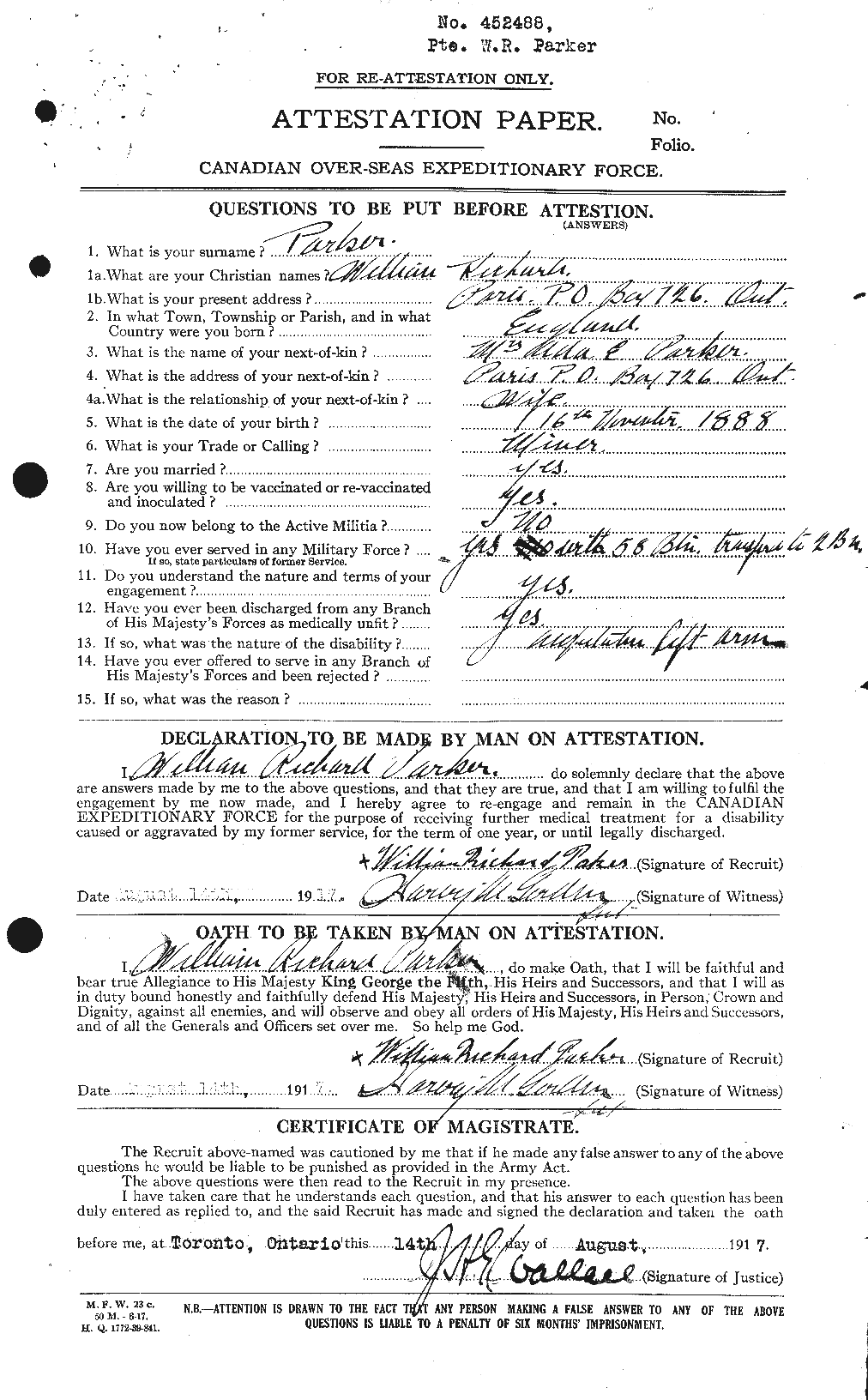Personnel Records of the First World War - CEF 565781a