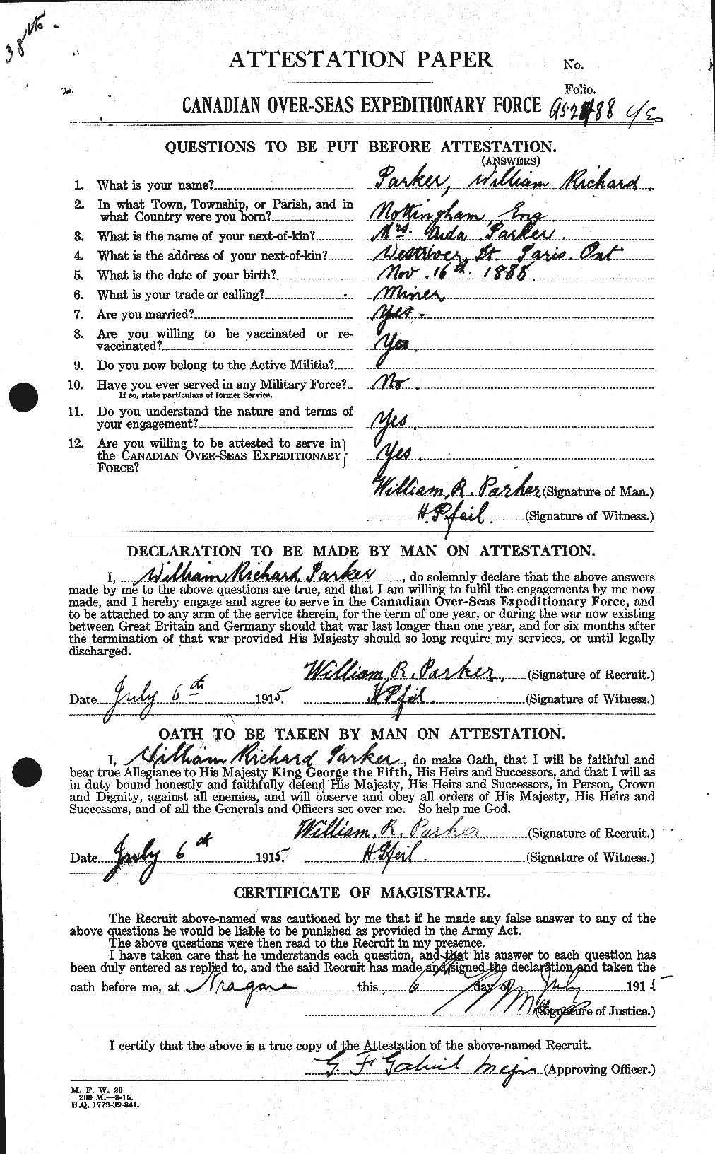 Personnel Records of the First World War - CEF 565782a