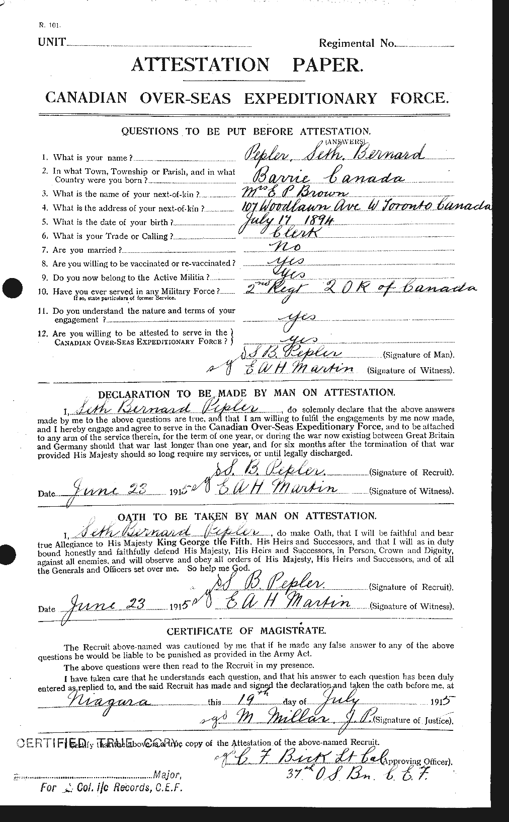 Personnel Records of the First World War - CEF 573609a