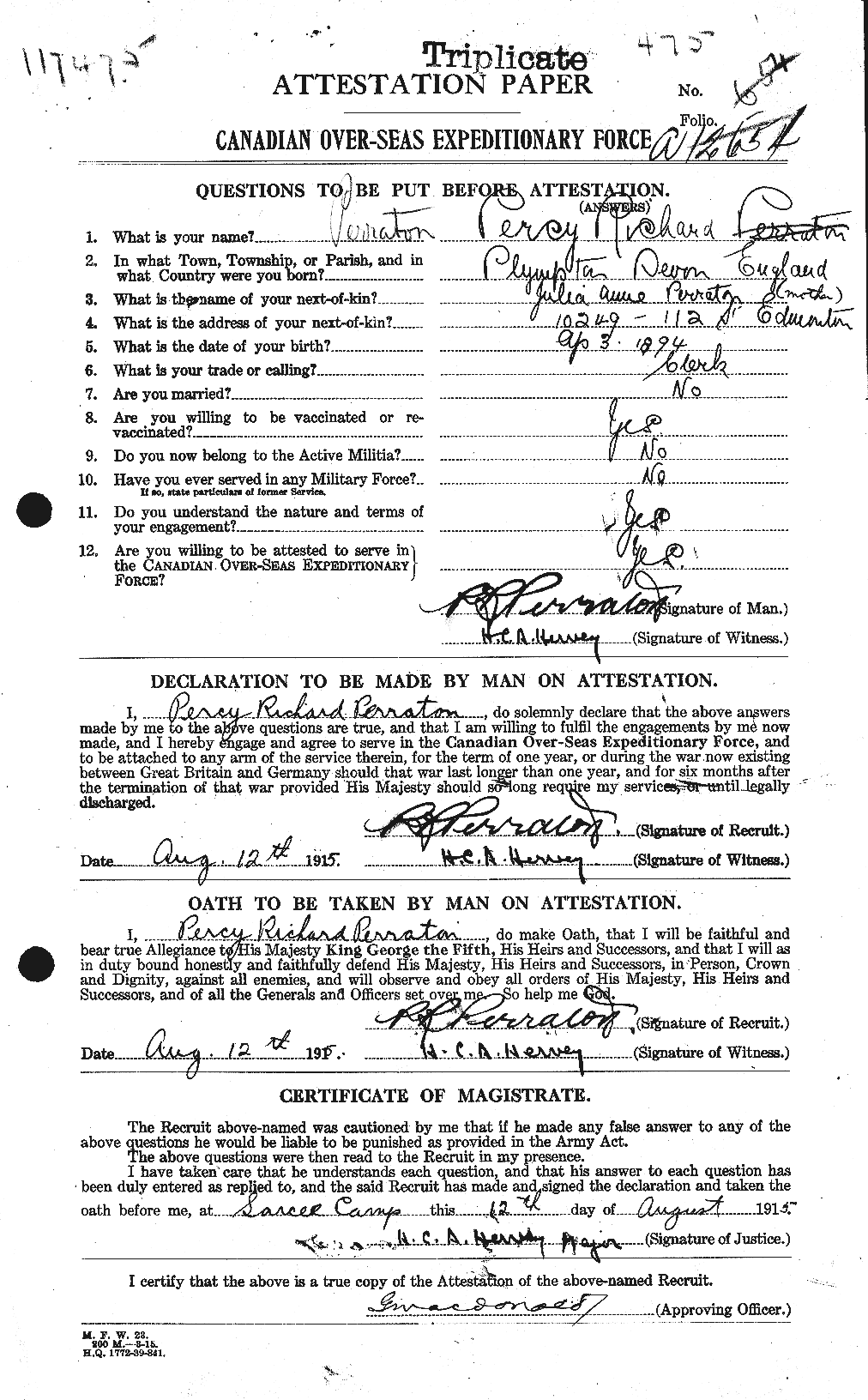 Personnel Records of the First World War - CEF 574229a