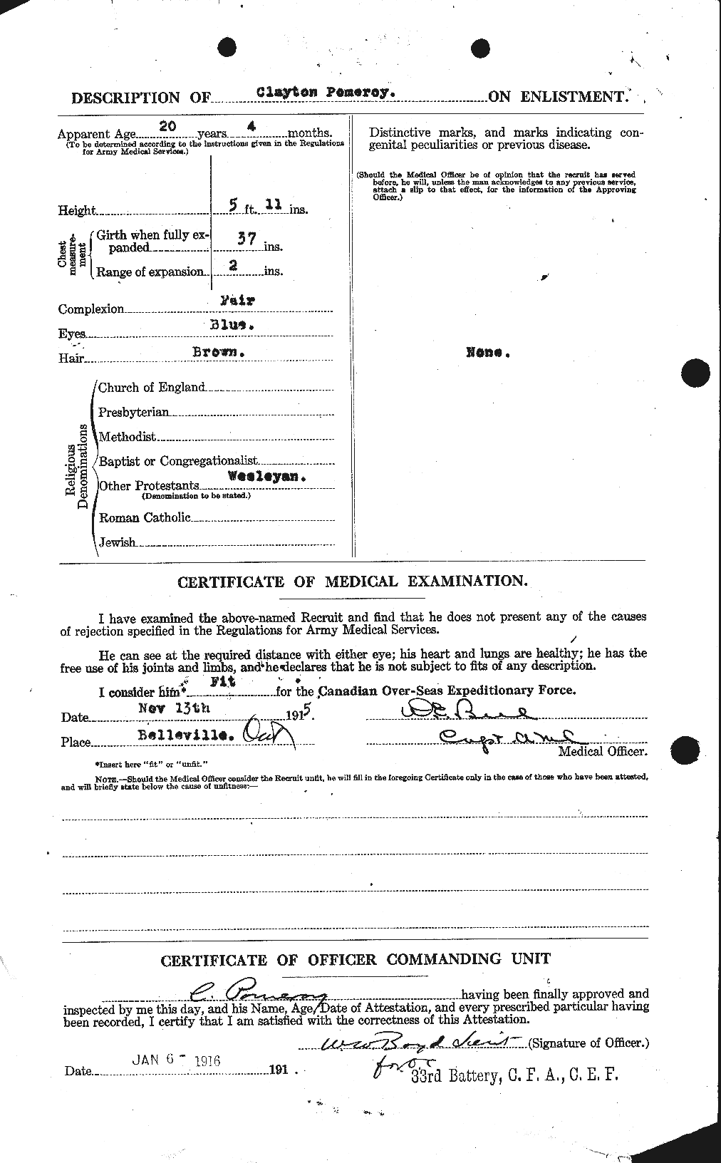 Dossiers du Personnel de la Première Guerre mondiale - CEC 580658b