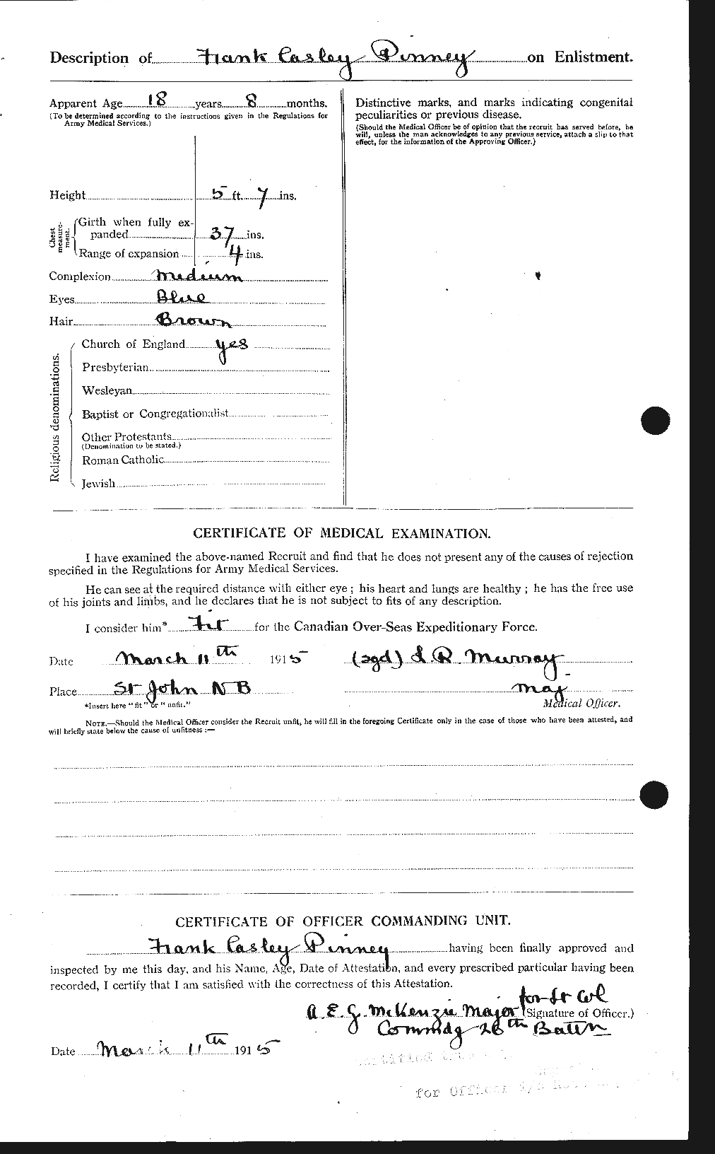 Dossiers du Personnel de la Première Guerre mondiale - CEC 582726b