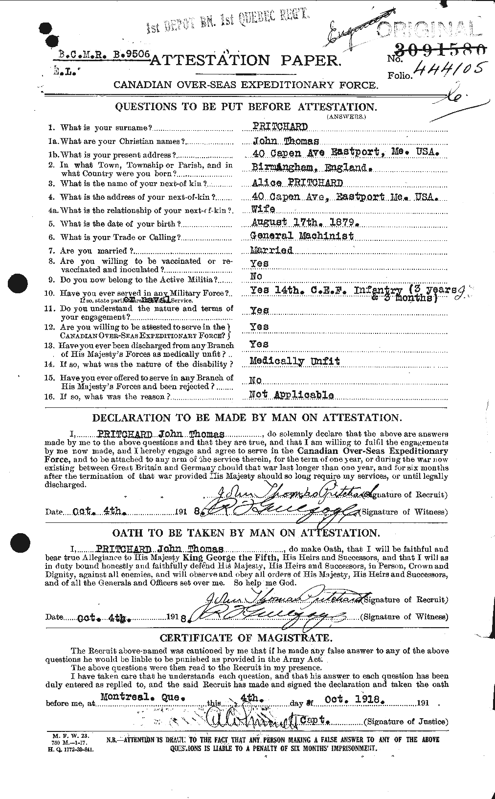 Personnel Records of the First World War - CEF 588573a