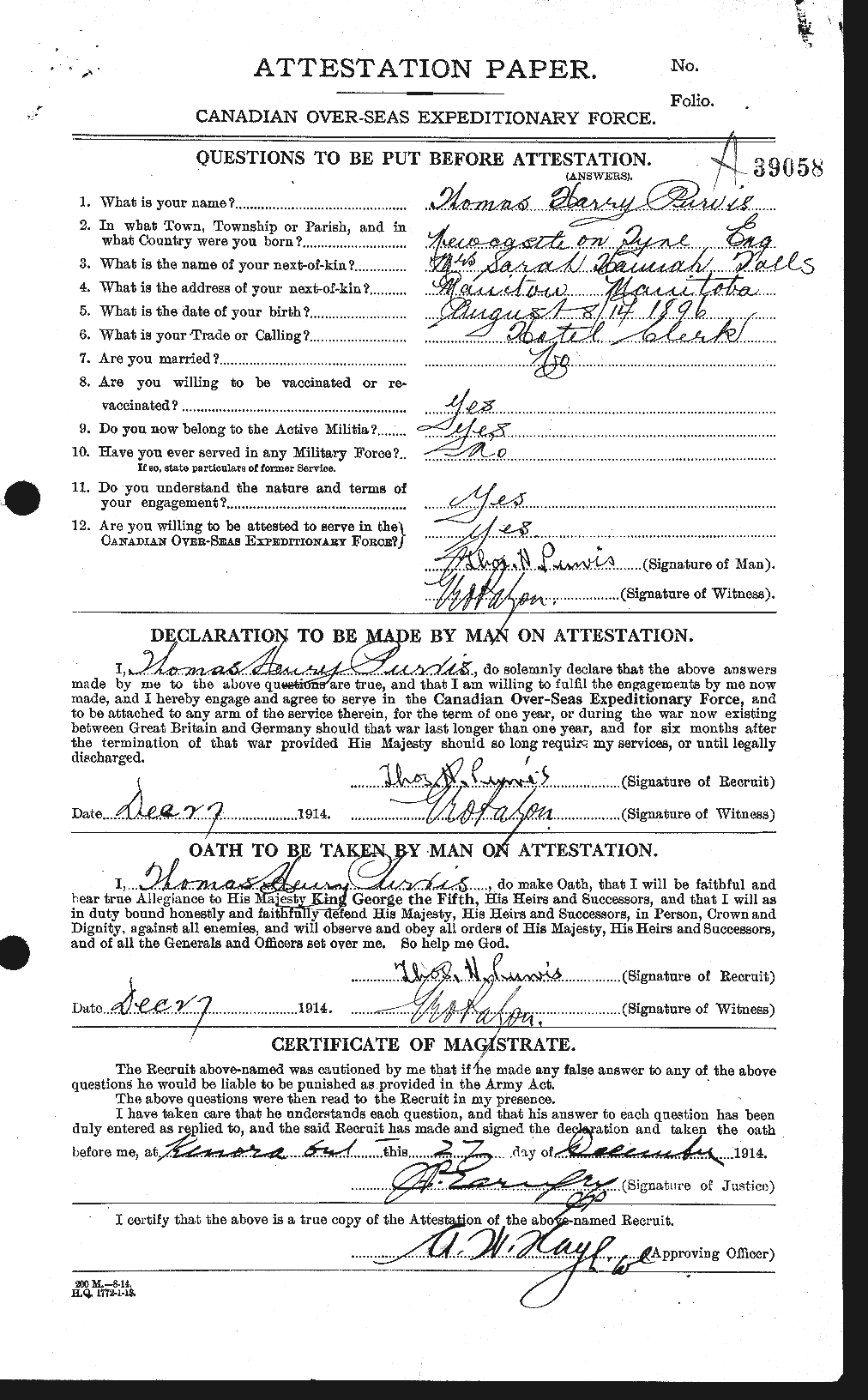 Personnel Records of the First World War - CEF 590014a