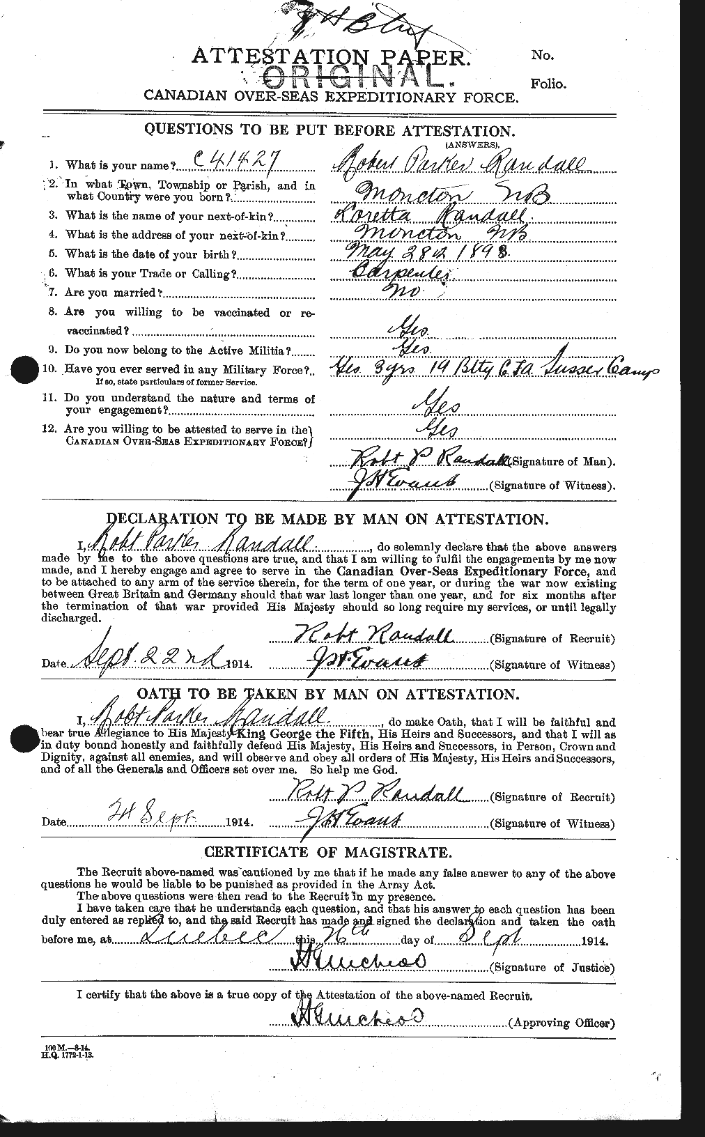 Personnel Records of the First World War - CEF 594111a