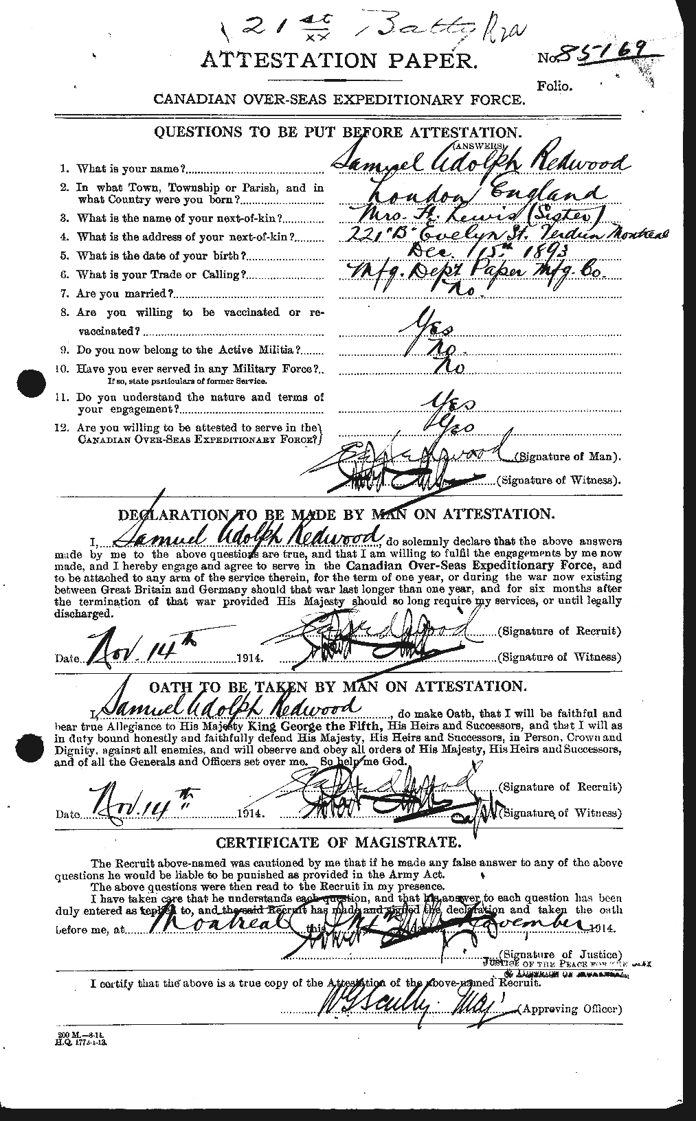 Personnel Records of the First World War - CEF 596205a