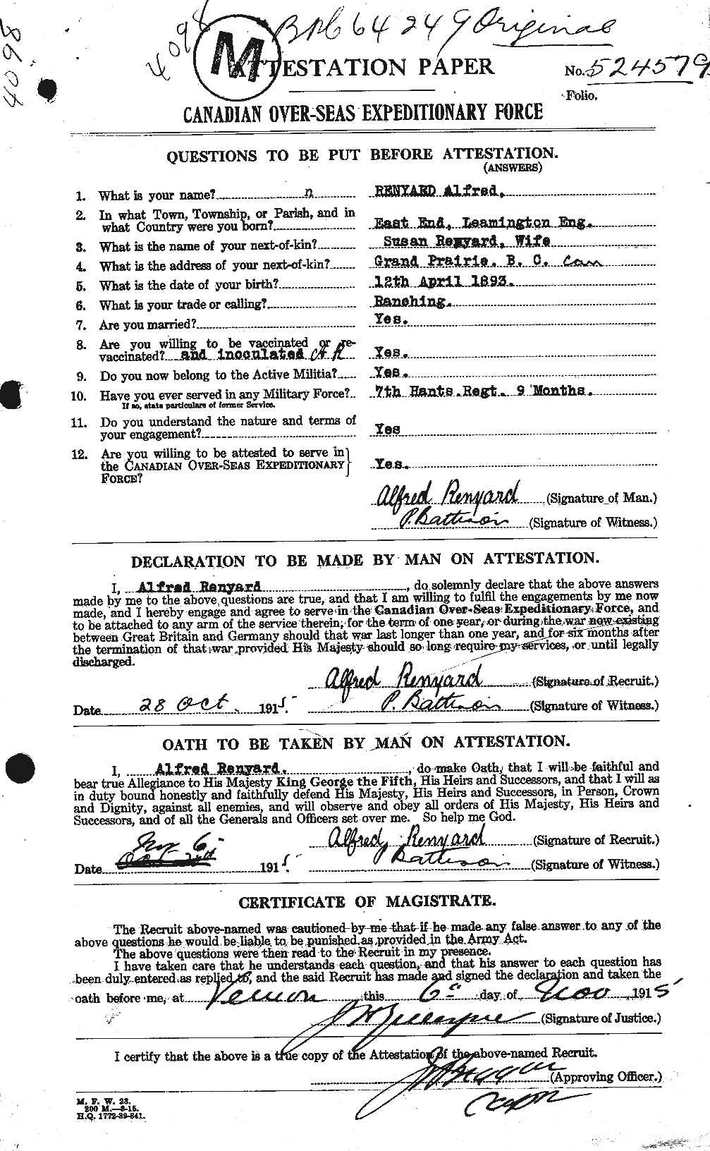Personnel Records of the First World War - CEF 600151a