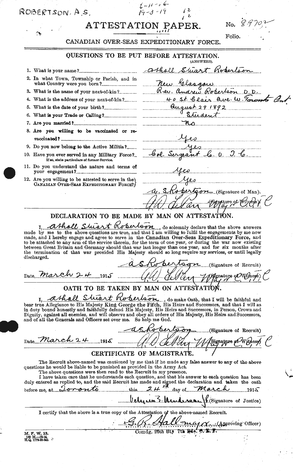 Personnel Records of the First World War - CEF 608114a