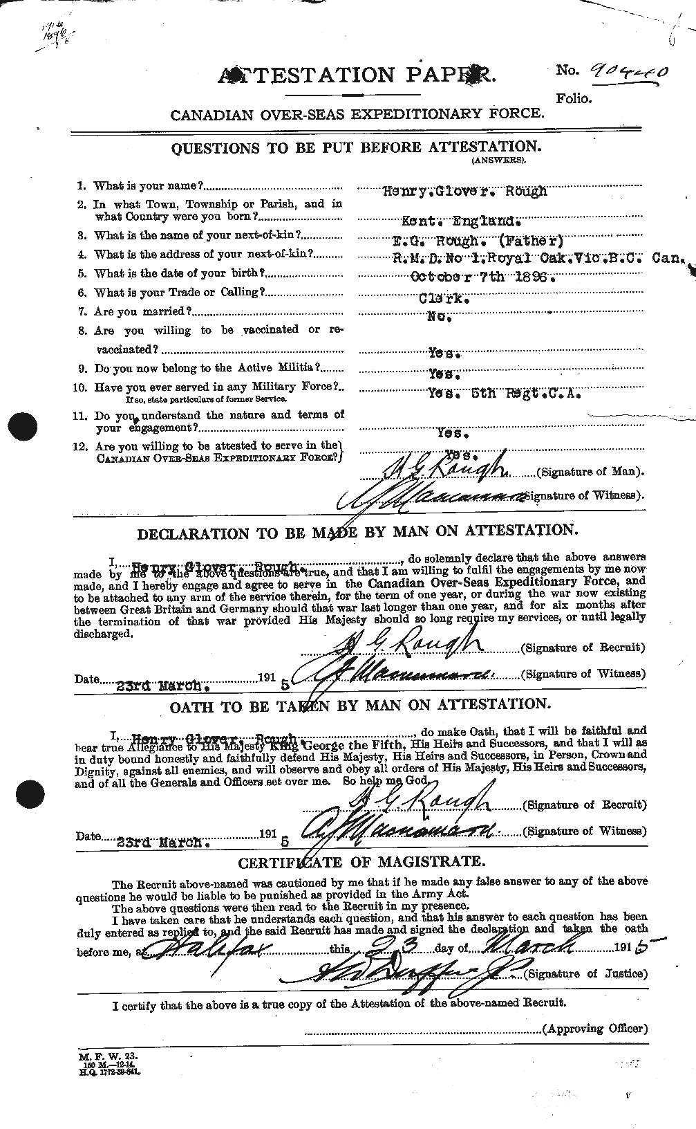 Personnel Records of the First World War - CEF 614528a