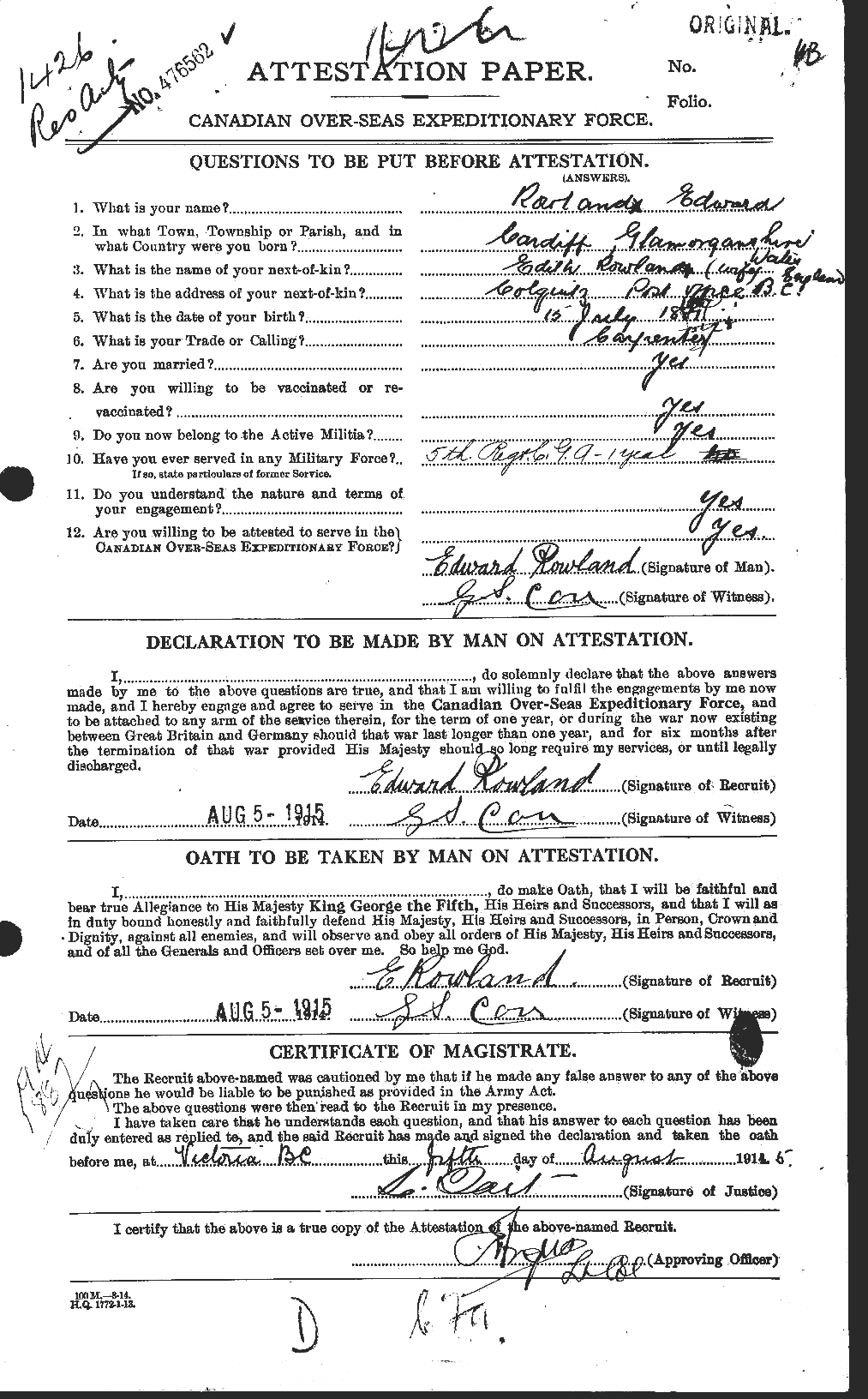 Personnel Records of the First World War - CEF 616102a