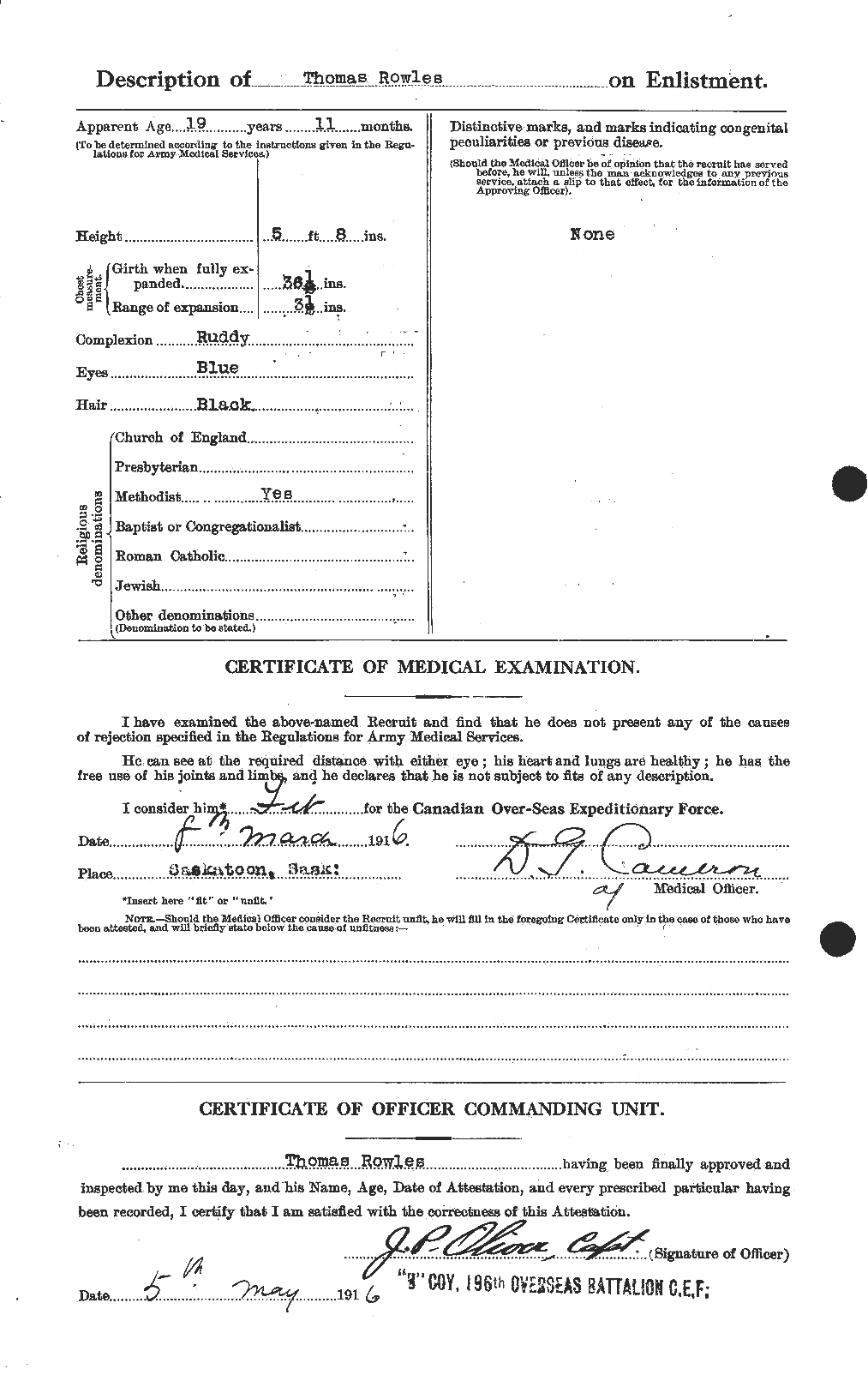 Dossiers du Personnel de la Première Guerre mondiale - CEC 619746b