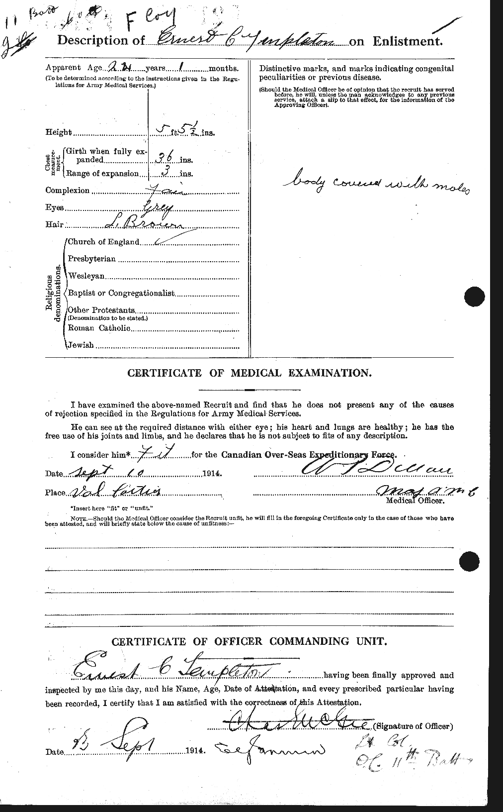 Dossiers du Personnel de la Première Guerre mondiale - CEC 629149b