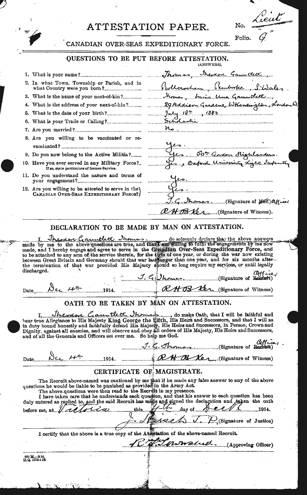 Personnel Records of the First World War - CEF 632694a
