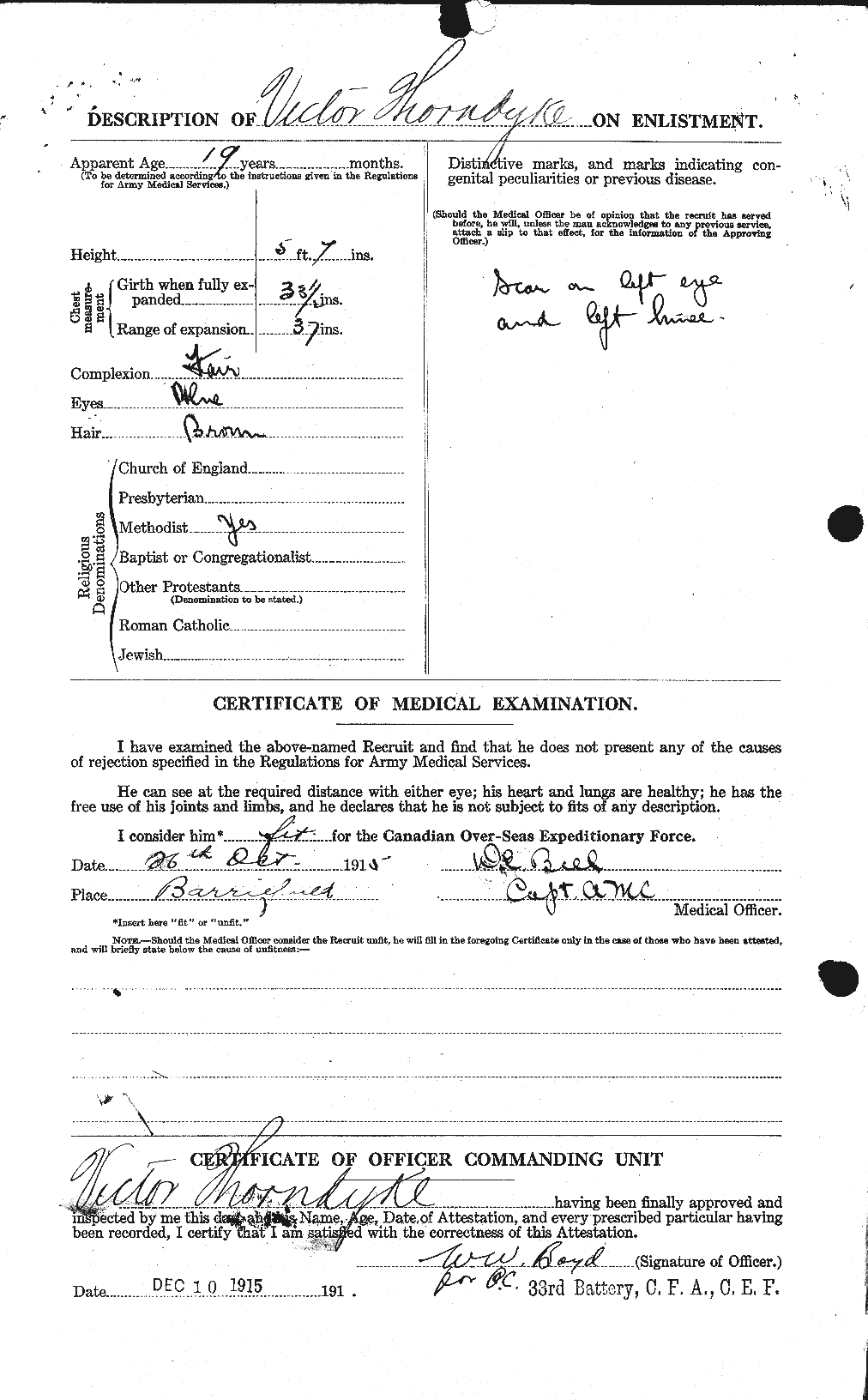 Dossiers du Personnel de la Première Guerre mondiale - CEC 636707b