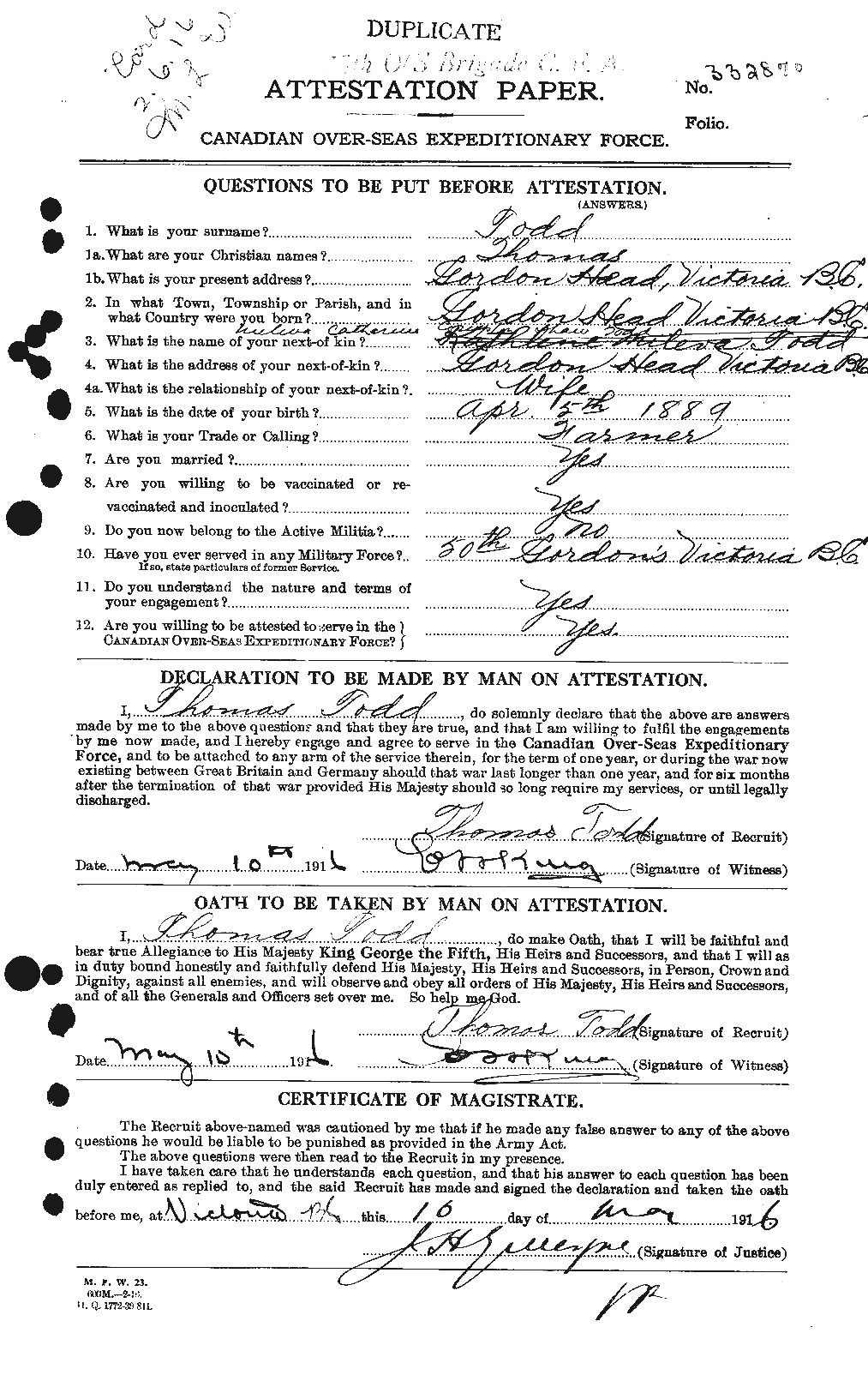 Personnel Records of the First World War - CEF 640879a