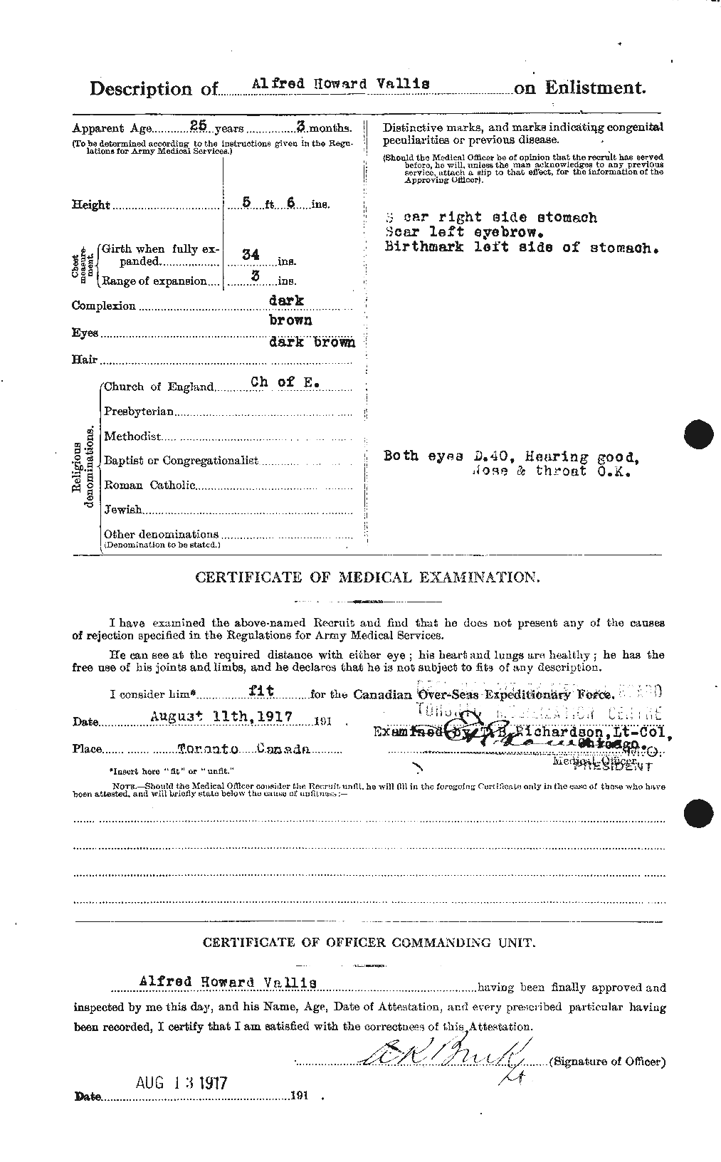 Dossiers du Personnel de la Première Guerre mondiale - CEC 646509b
