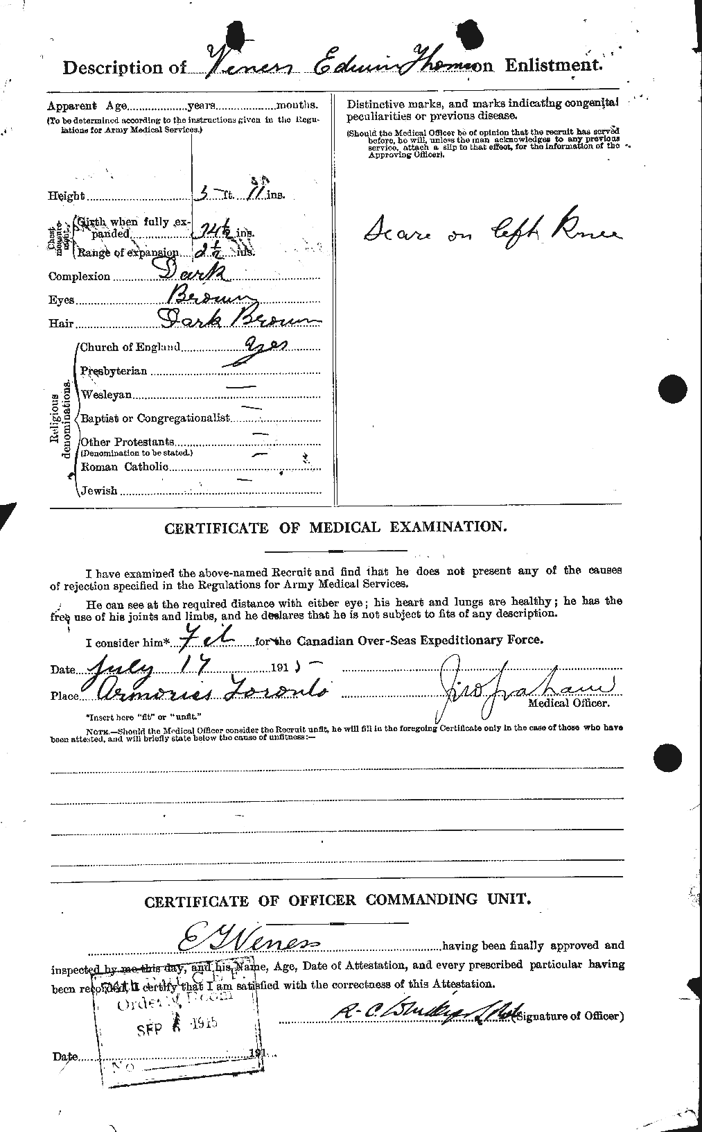 Dossiers du Personnel de la Première Guerre mondiale - CEC 649269b