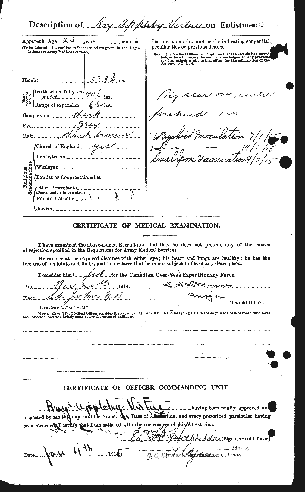 Dossiers du Personnel de la Première Guerre mondiale - CEC 650417b