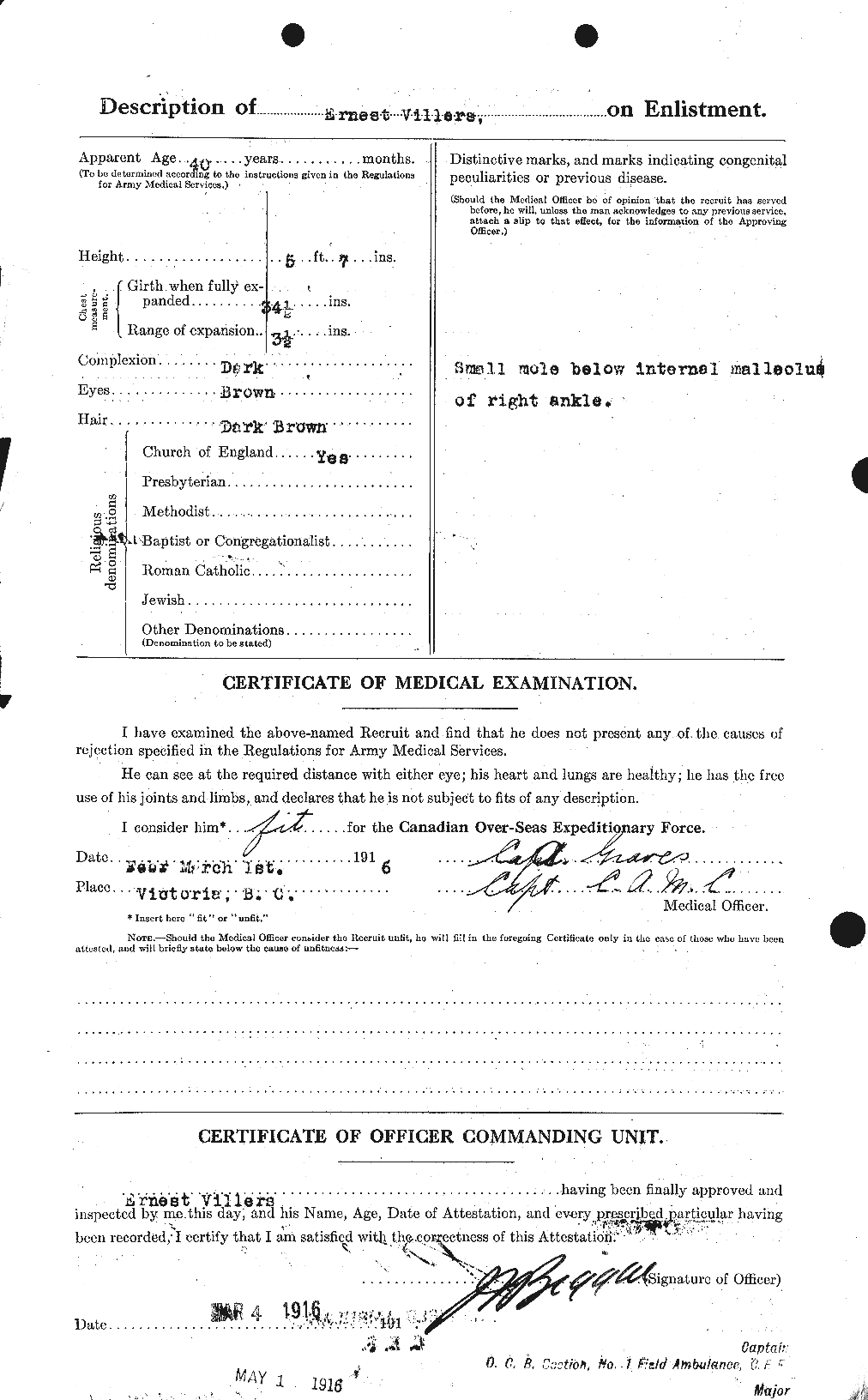 Dossiers du Personnel de la Première Guerre mondiale - CEC 653894b