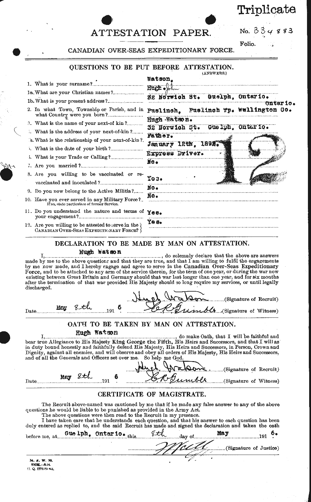 Personnel Records of the First World War - CEF 658866a