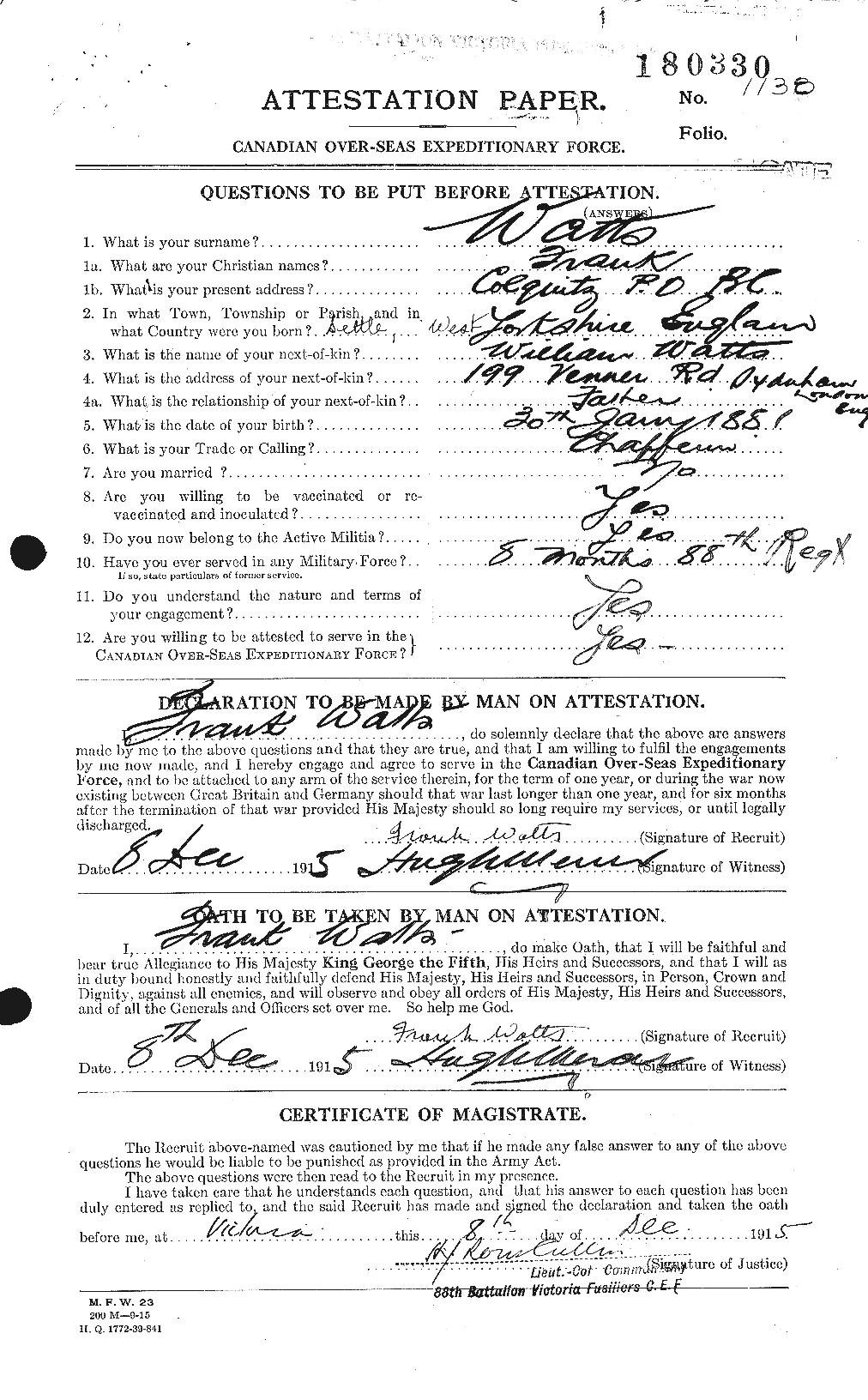 Personnel Records of the First World War - CEF 662757a