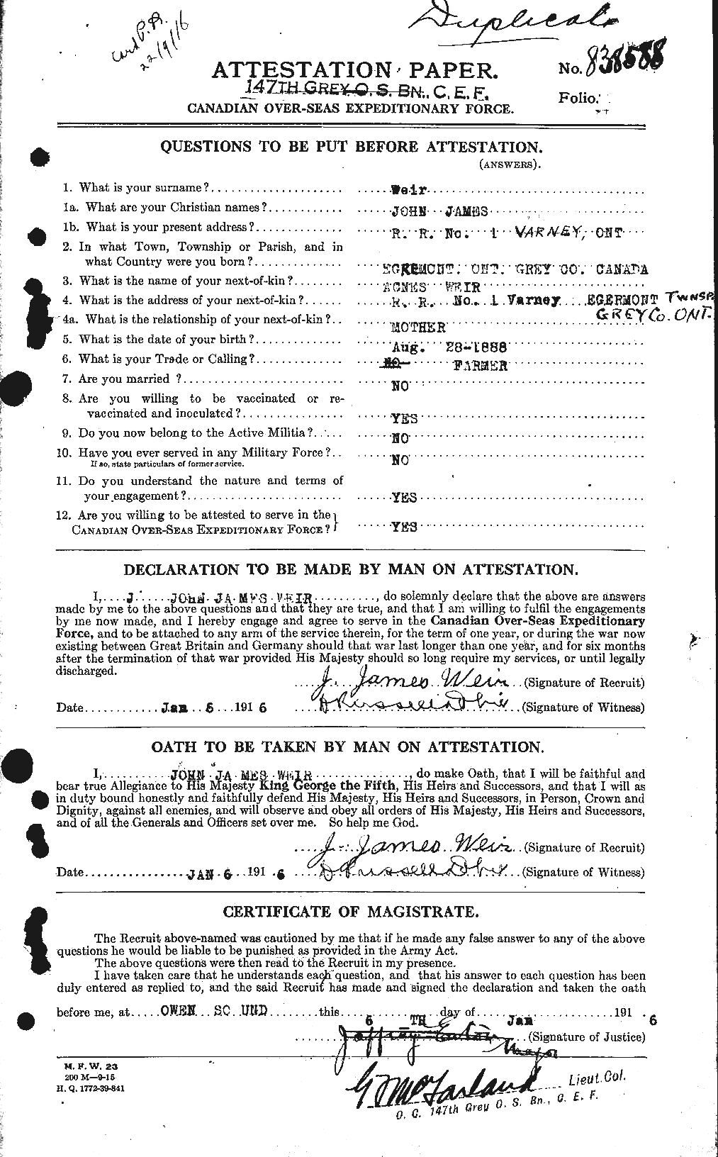 Personnel Records of the First World War - CEF 663881a