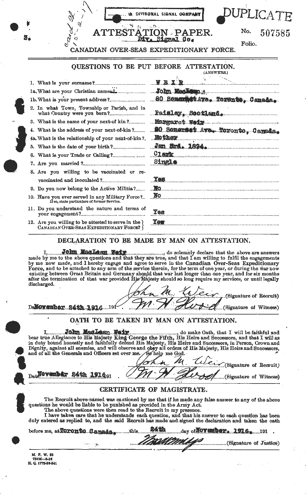 Personnel Records of the First World War - CEF 663884a