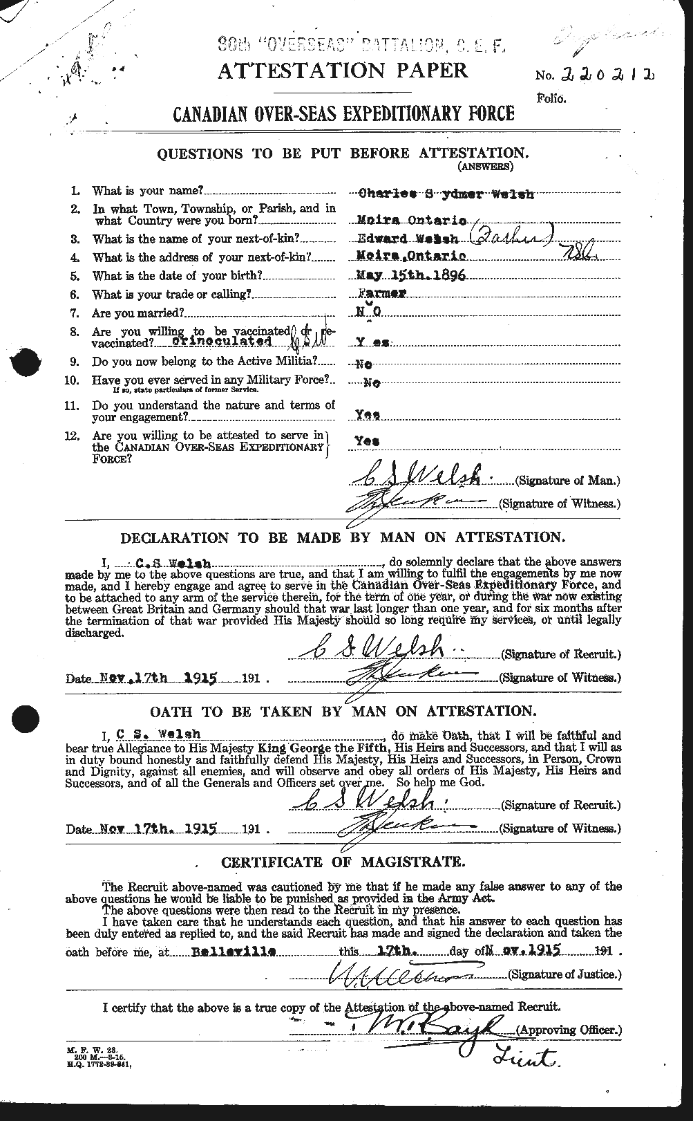 Personnel Records of the First World War - CEF 665438a